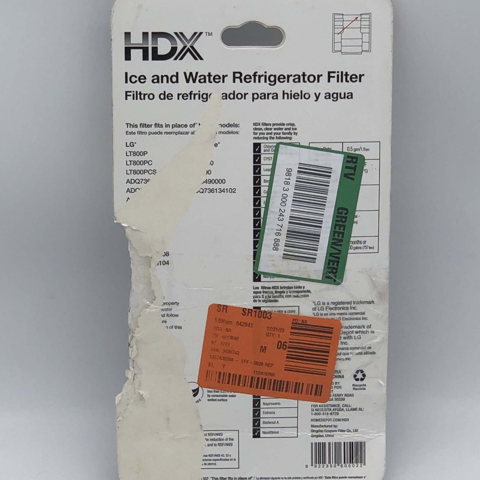HDX Ice And Water Refrigerator Filter Replacement For LG LT800P 2 Pack