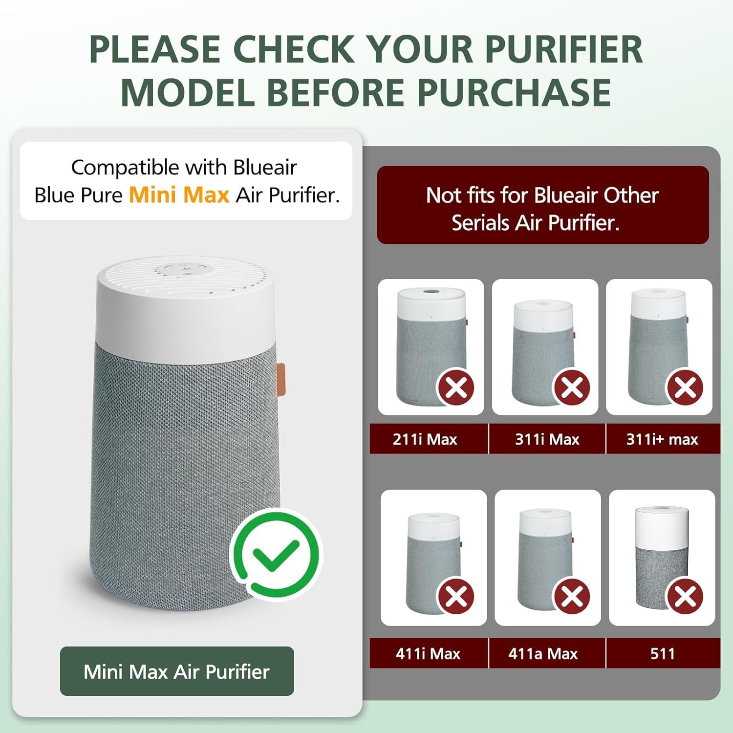 2 Pack Mini Max Replacement Filter Compatible with Blueair Blue Pure Mini Max Ai