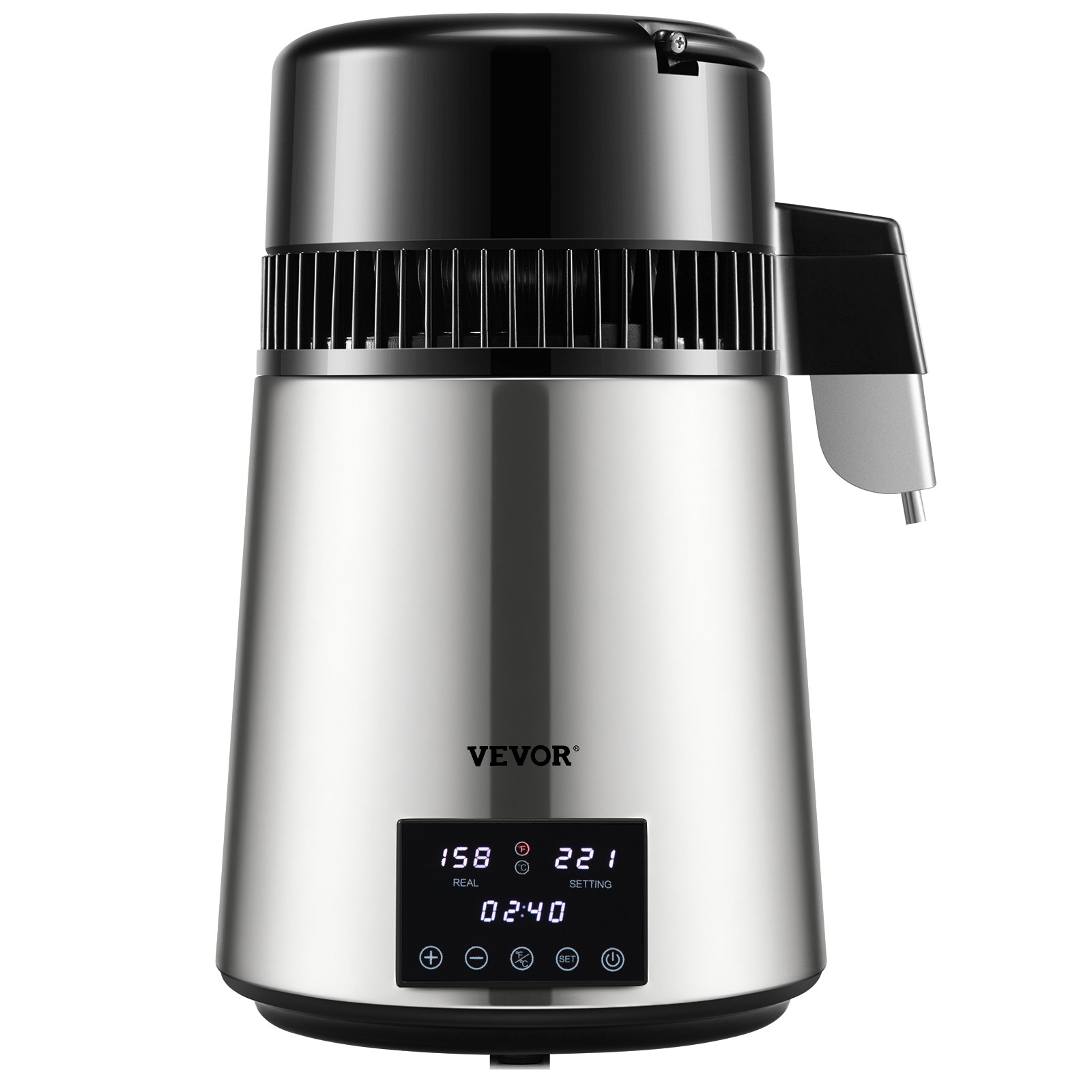 VEVOR 4L Water Distiller 1.5L/H Distilled Water Maker Timing Dual-Temp Silver