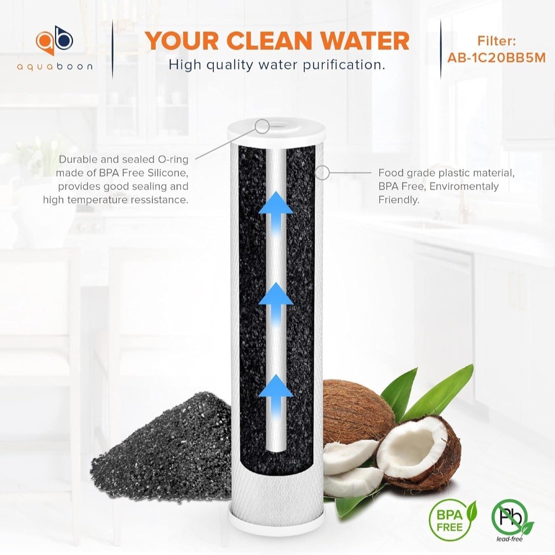 Aquaboon 4 5 x 20 inch Carbon Filter Cartridge 5 Micron Coconut Shell CTO