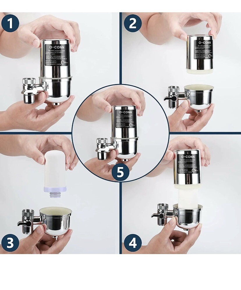 O-CONN Faucet Water Filter, Food Grade ABS Material Water Filter System, Mainly