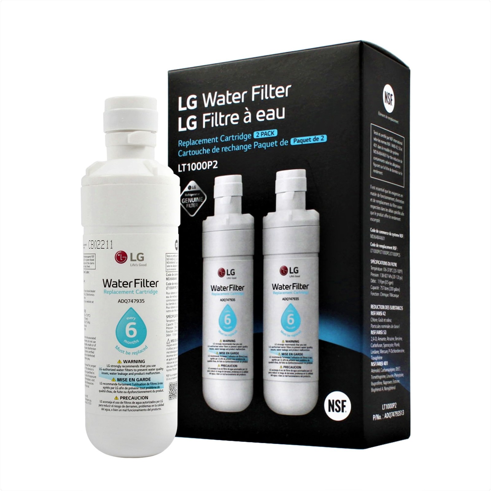 LG LT1000P2 6-Month / 200 Gallon Refrigerator Replacement Water Filter