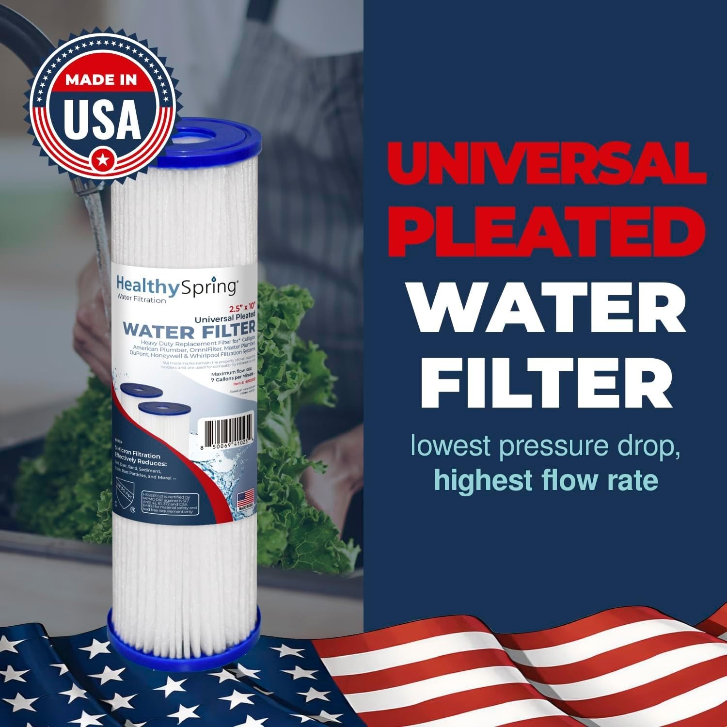 5 Micron Whole House Sediment Filter – 10×2.5 In, 2-Pack for Clean Water Flow