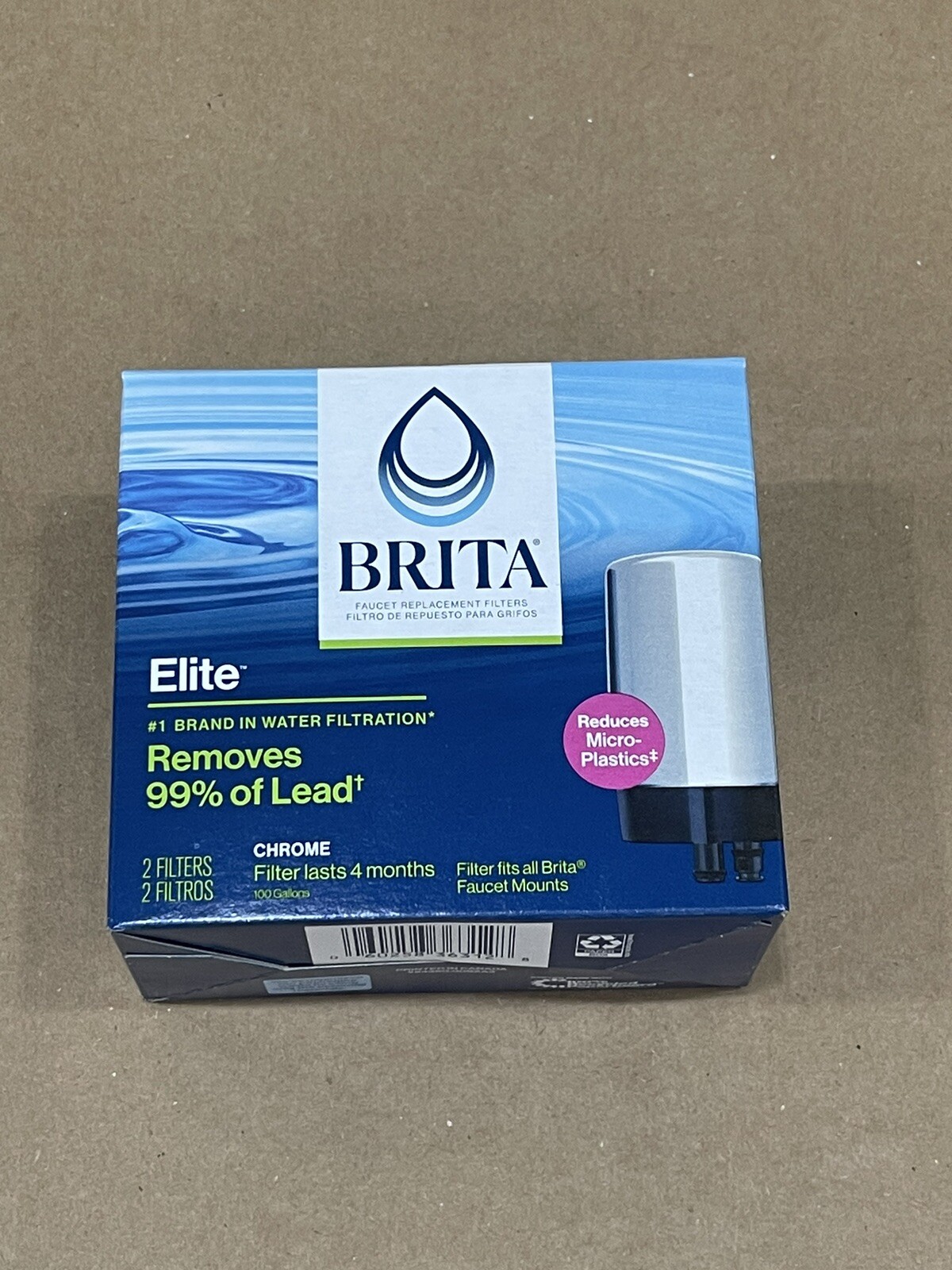 NEW BRITA Faucet Elite Chrome Replacement Filter 2-Pack Remove 99% of Lead