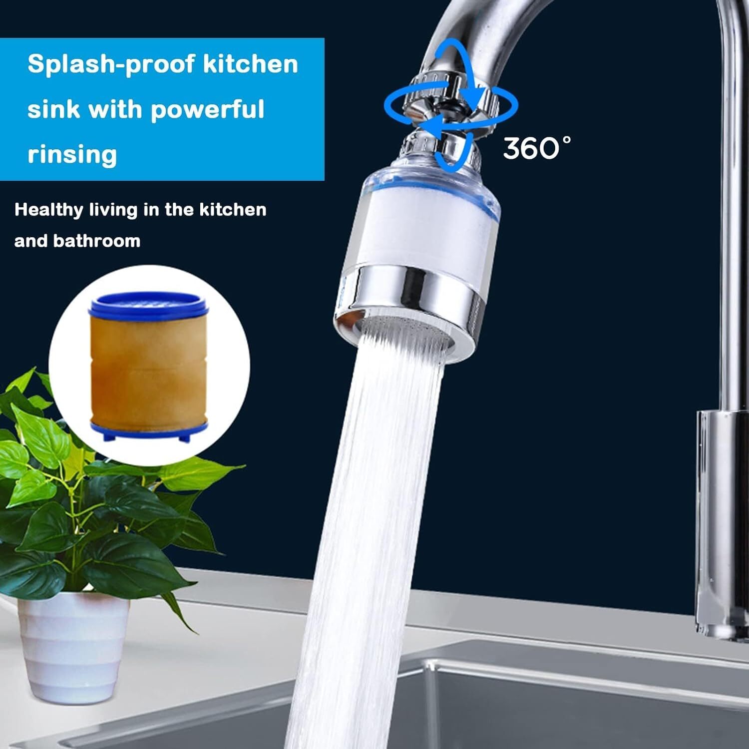 2×Faucet Water Filter System Kitchen Sink Mount Filtration Tap Purifier Clean US