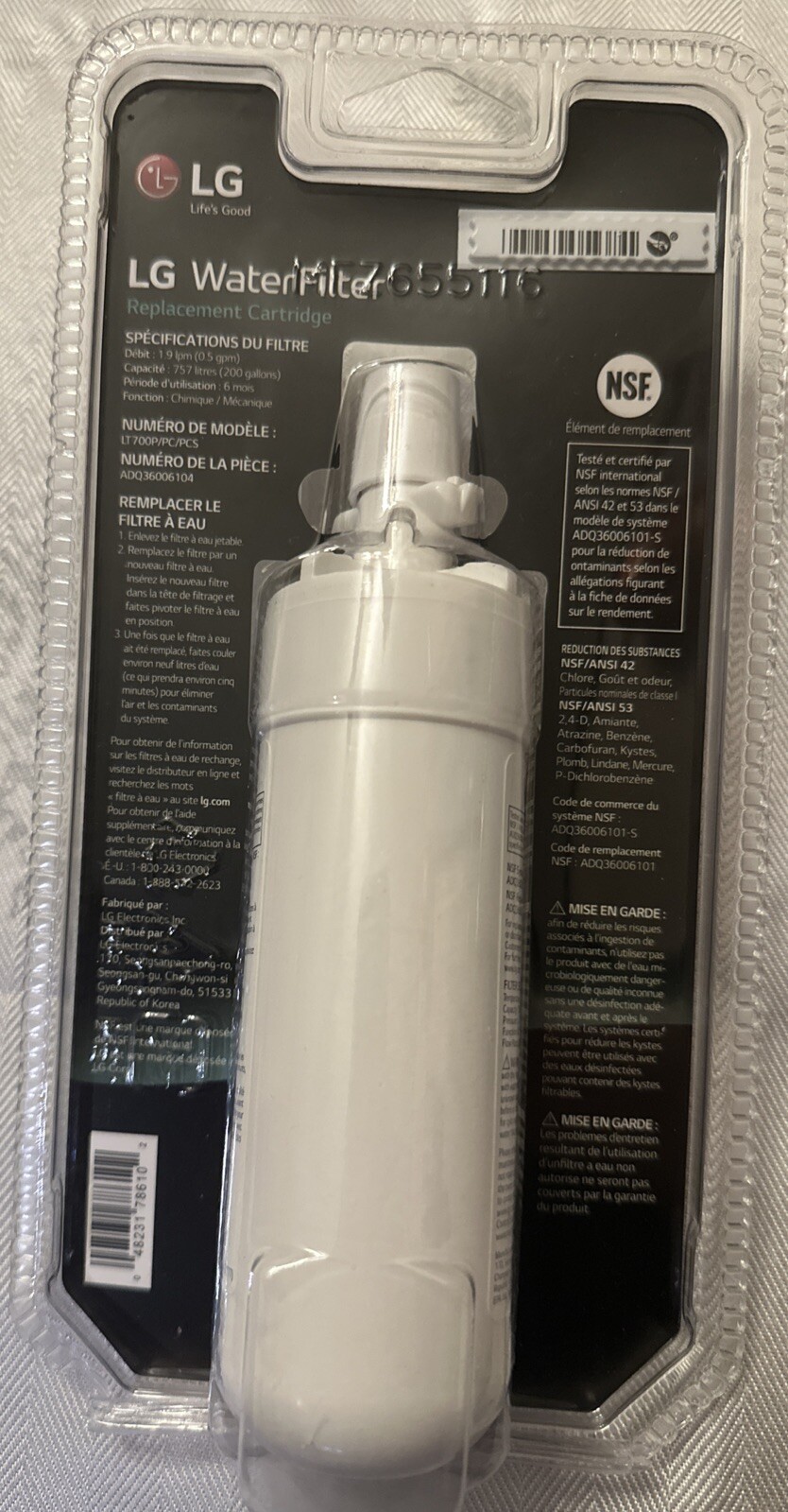 Water Filter for Select LG Refrigerators – White – FREE SHIPPNG