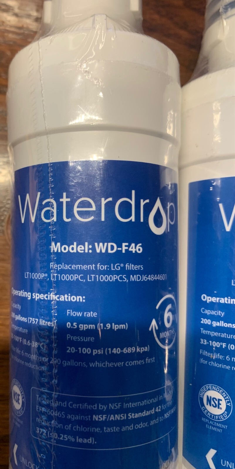 New Waterdrop WD-F46 Filter (2 Pack) Replacement for L~G filters