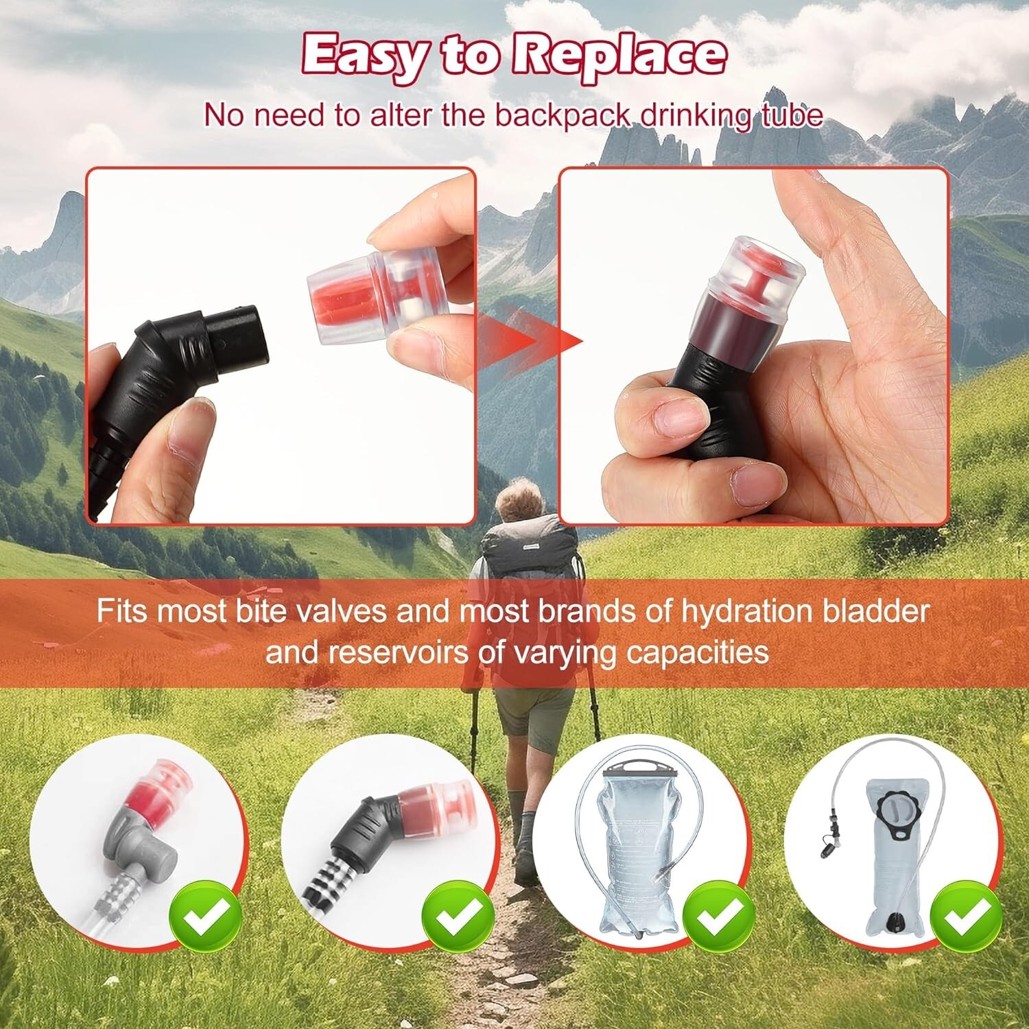 4 Packs Bite Valve Replacement Sheath for Water Bladder, Compatible with Osprey