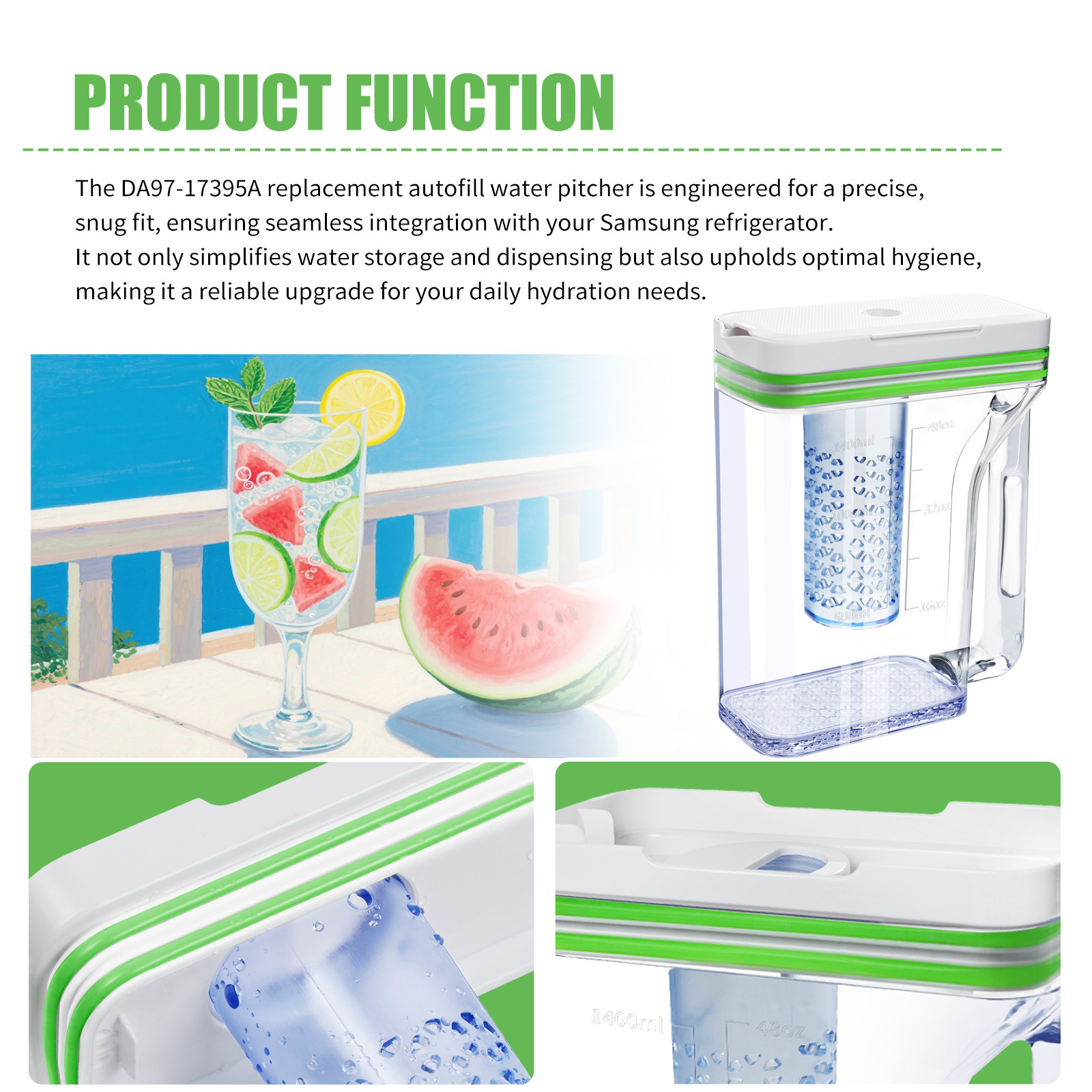 DA97-17395A Upgraded Water Reservoir/Pitcher Fits for Samsung Refrigerator