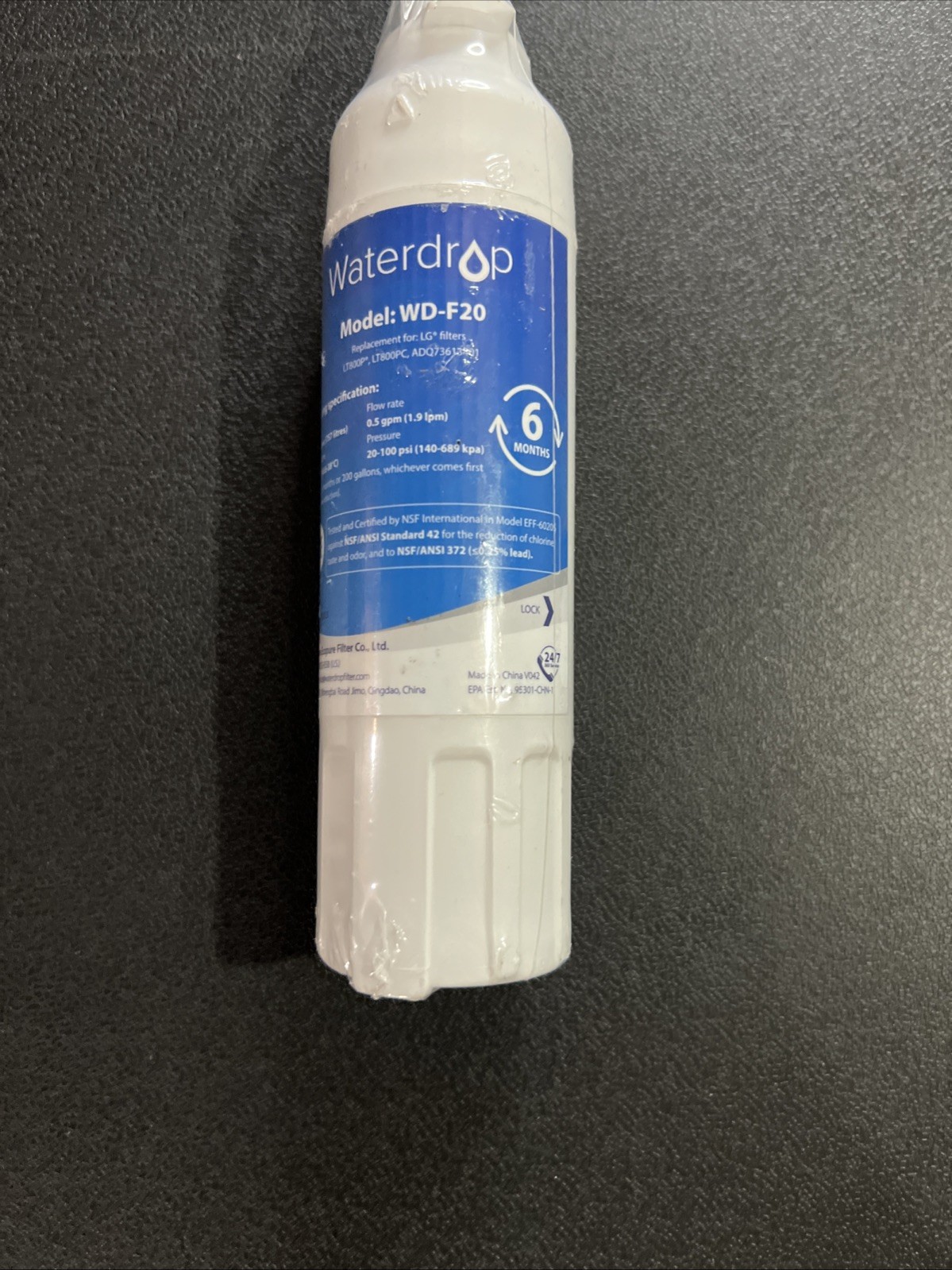 WaterDrop WD-F20 LG Refrigerator Water Filter for LT800P LT800PC ADQ73613401