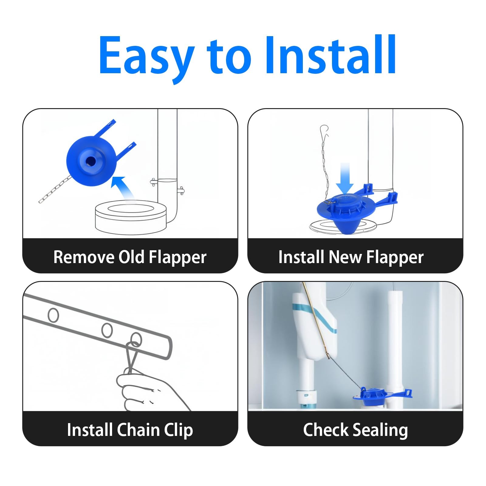 2-Pack 2″ Toilet Flapper Replacement Kit – Universal Toilet Tank Flapper with…