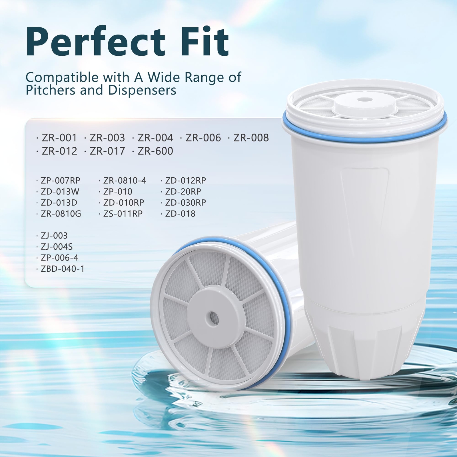 Water Filter Compatible with Zero Pitcher and Dispenser ZR-001 ZR-017 ZR-004 …