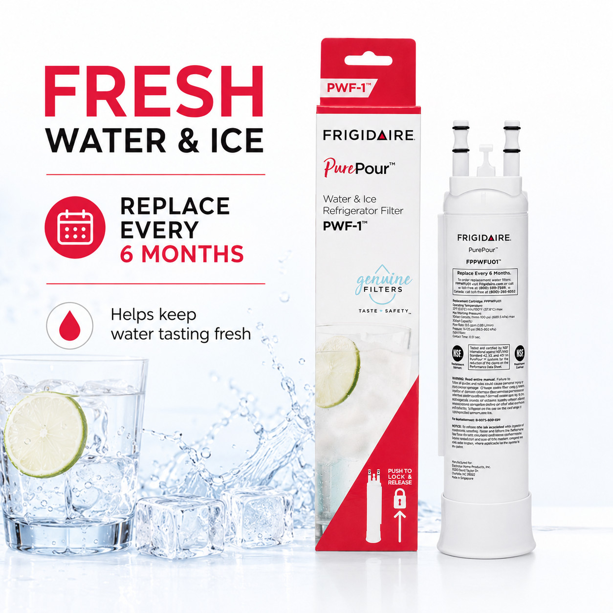 Frigidaire PWF-1 PurePour Water Filter FPPWFU01 Refrigerator Filter 1 Pack