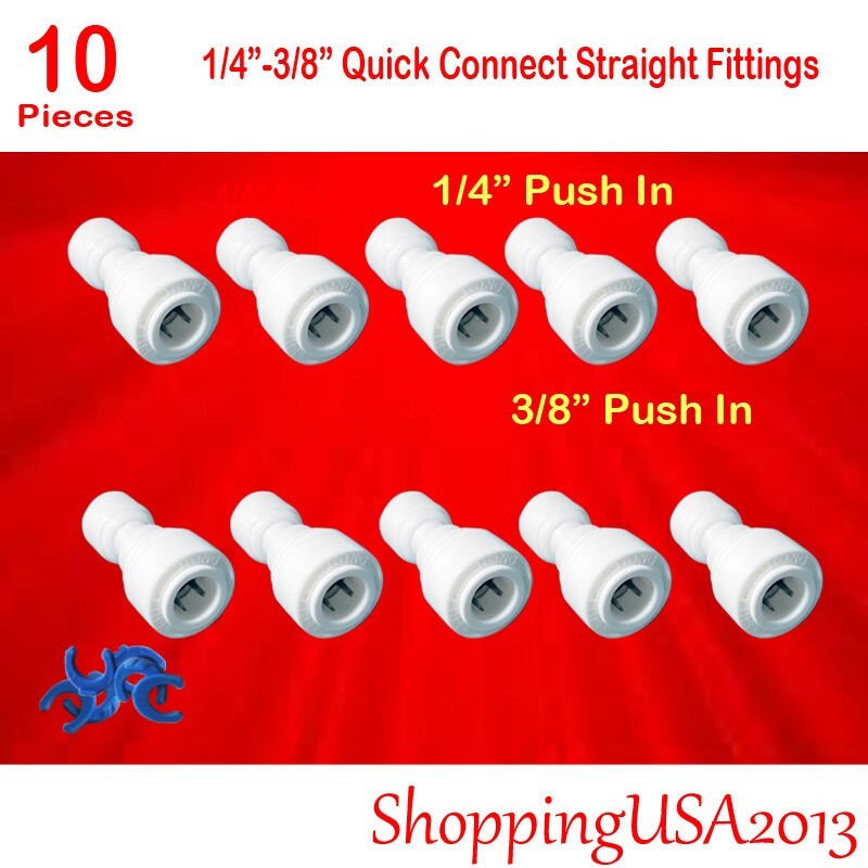 10Pcs 1/4-3/8 Quick Connect Straight Fitting Connector Push In Water Filter