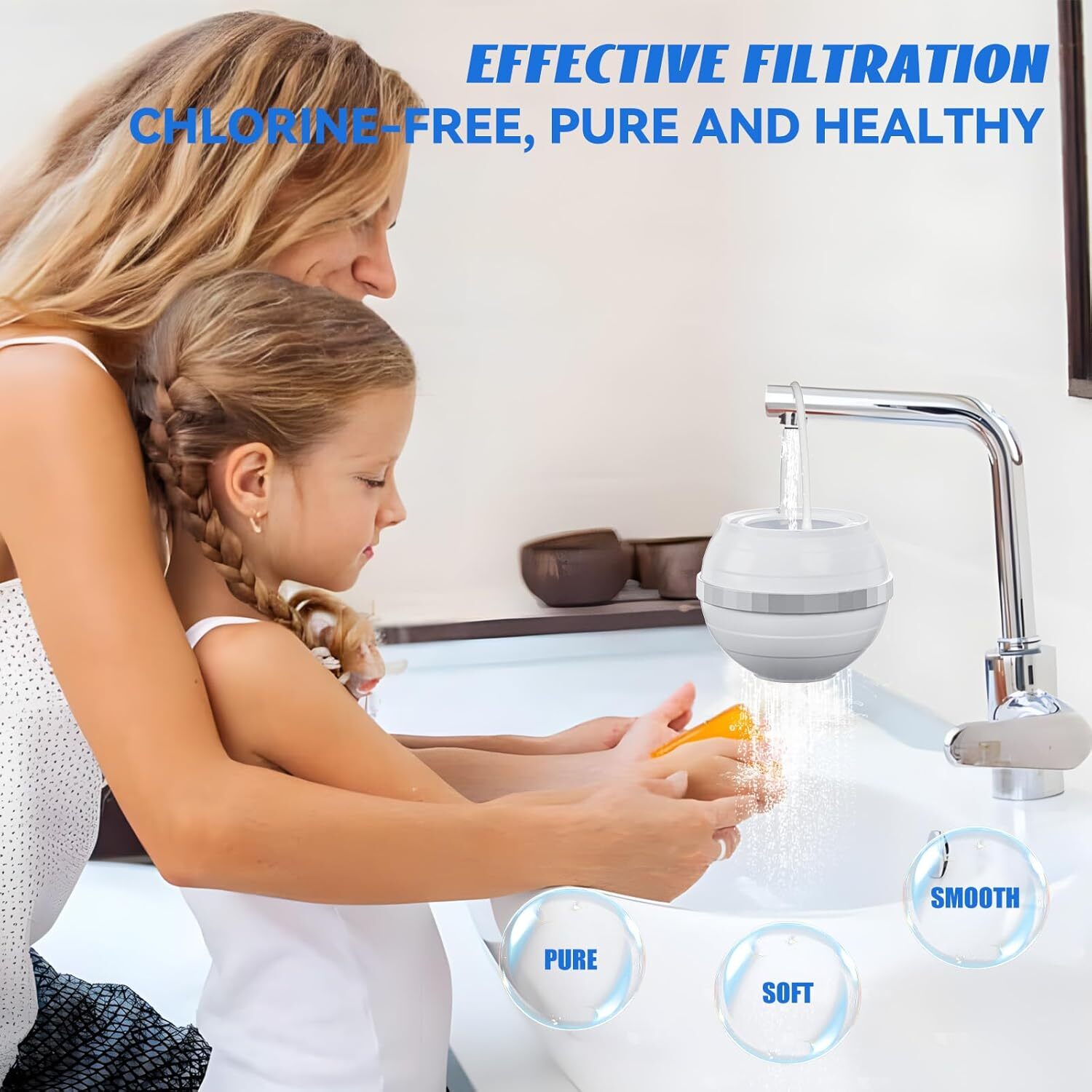 FEELSO Bath Filter for Tub Faucet, Bath Water Filter with 2 Filter Cartridges