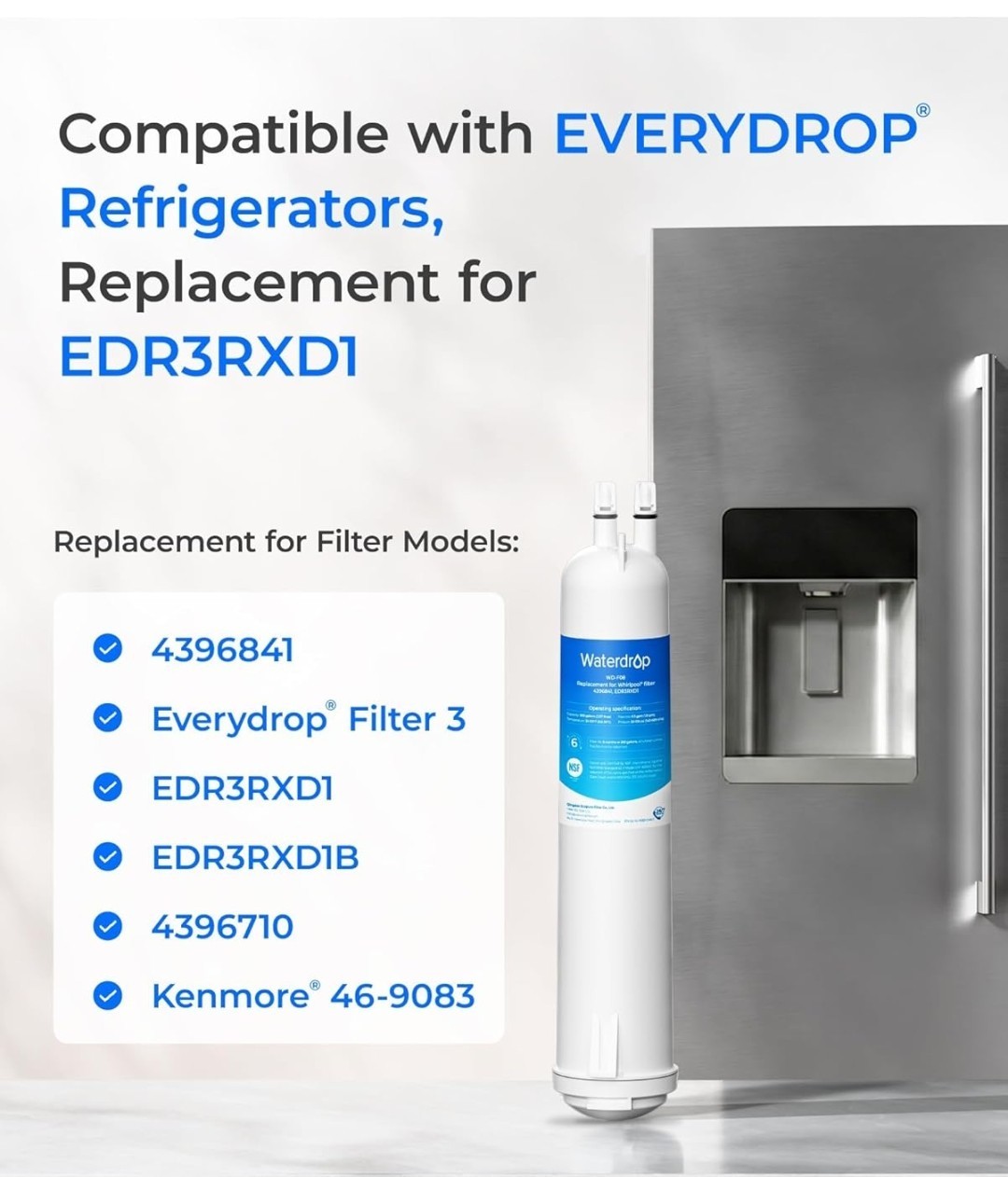 Waterdrop WD-F08 Water Refrigerator Filter New Sealed Filter, New, Sealed