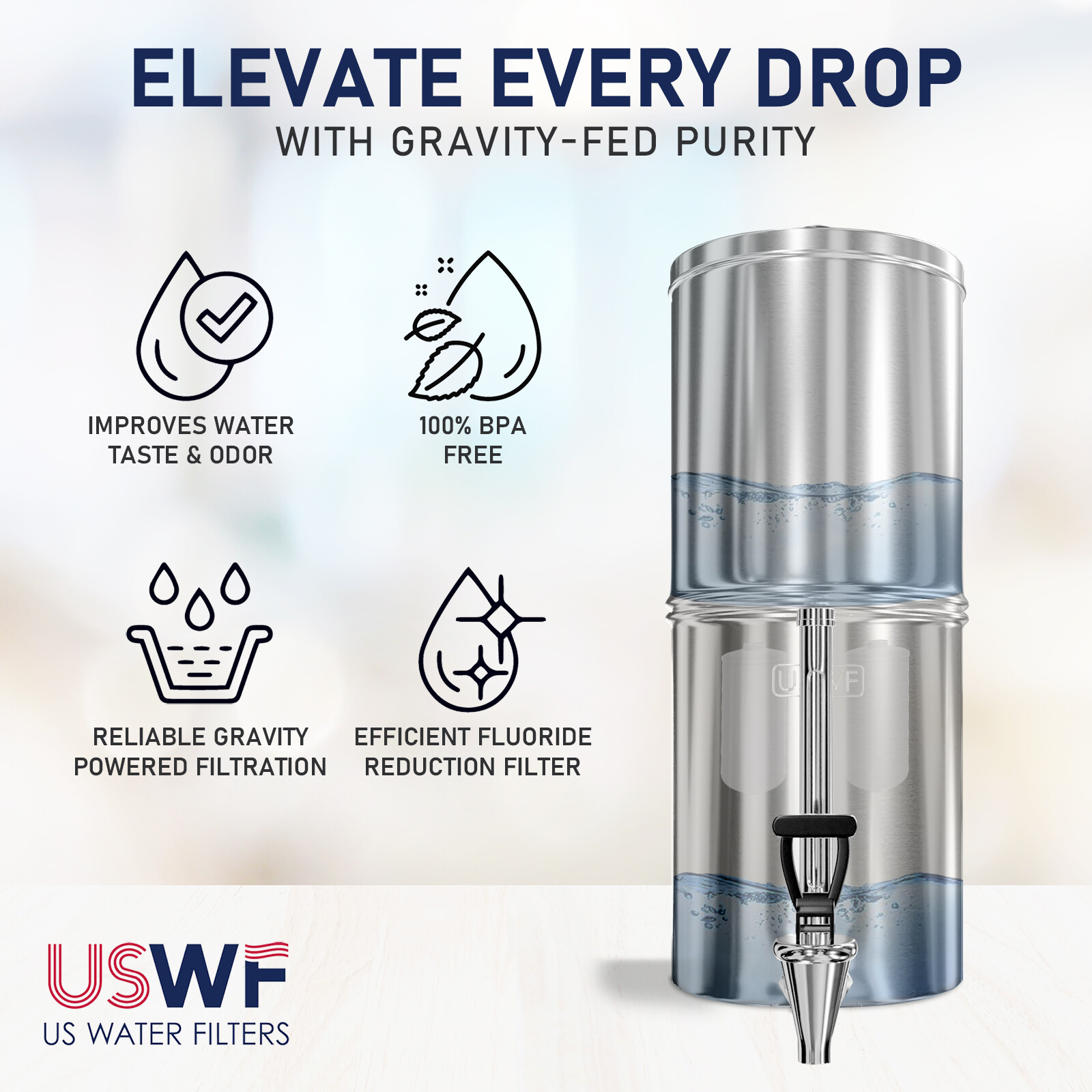 USWF Replacement for Berkey PF-2 Fluoride Filters (2-Pack)