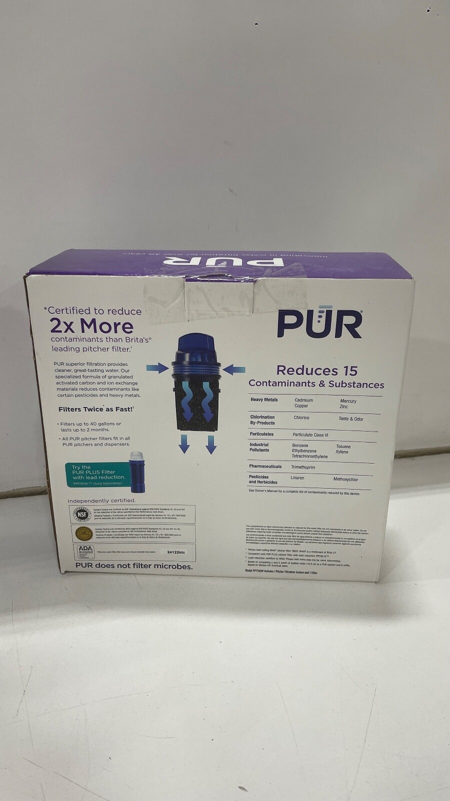 PUR 7 Cup Pitcher Filtration System, PPT700W, Blue/White