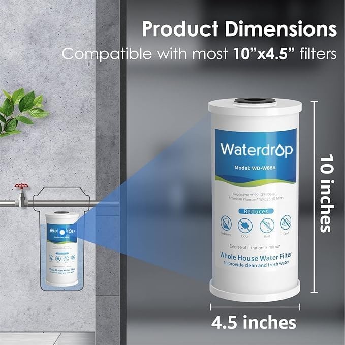 Waterdrop FXHTC Whole House Carbon Water Filter, Replacement for GE® FXHTC, (4)