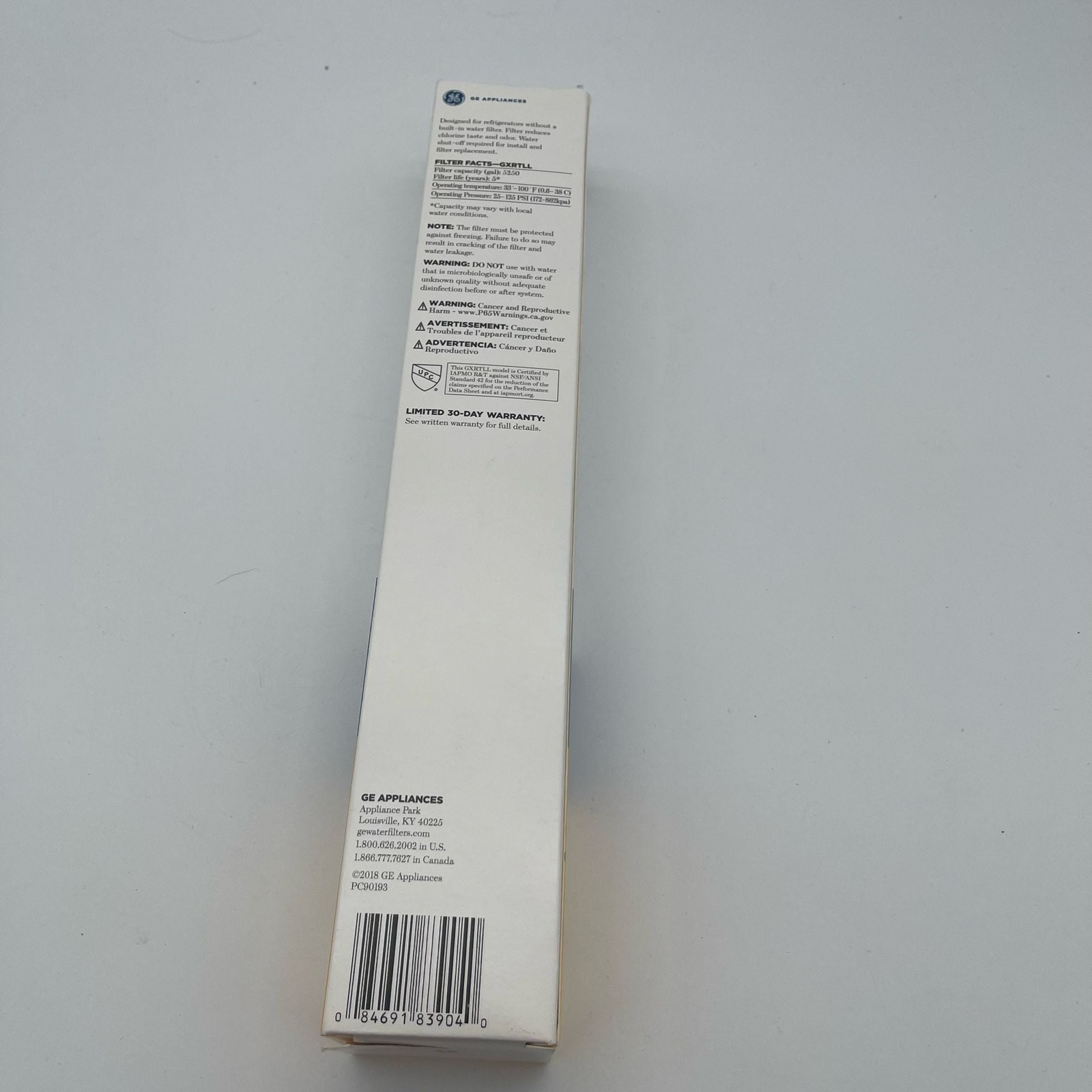 GE Appliances GXRTLL 5-Year In-Line Refrigerator Water Filter