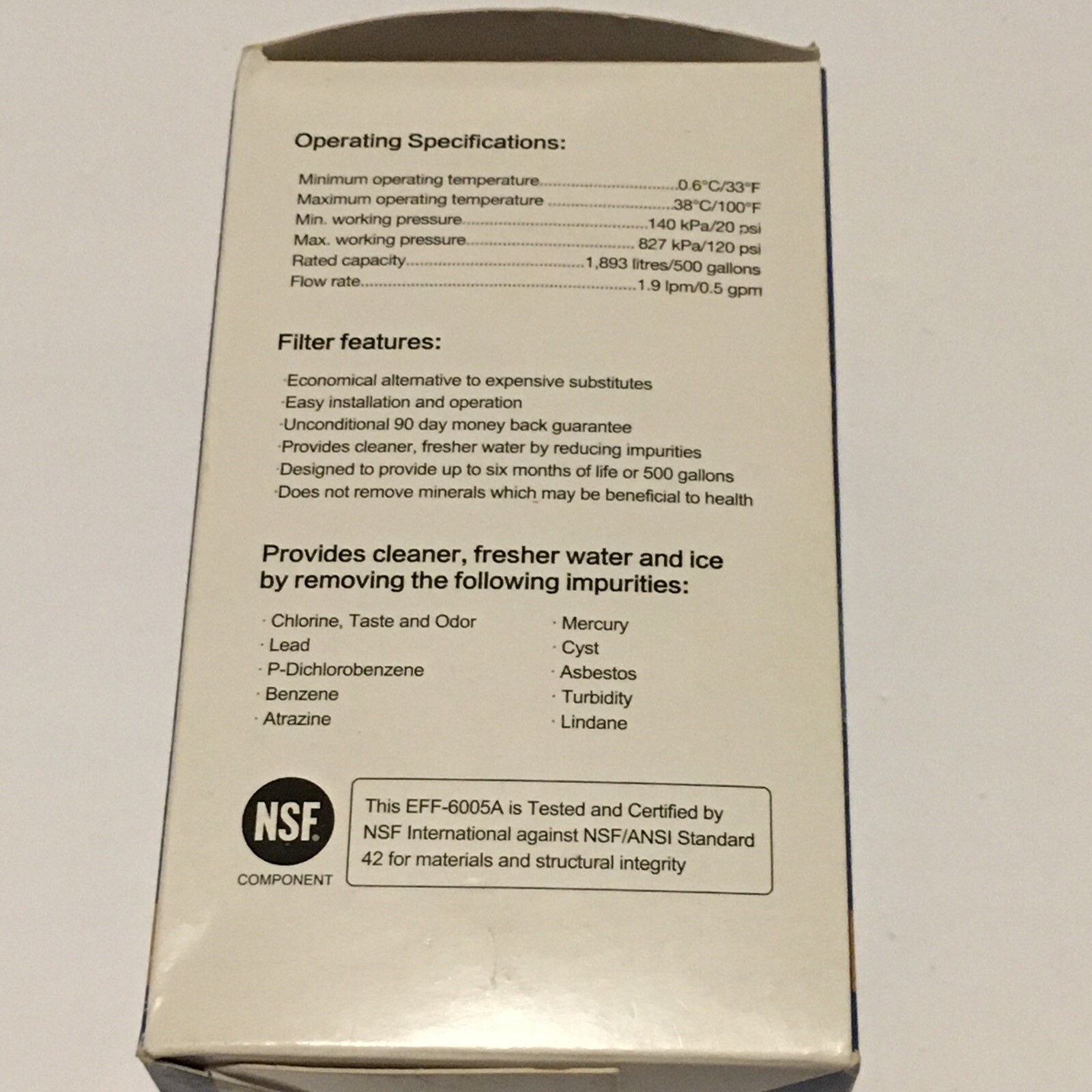 EcoAqua EFF-6005A replacement water filter Refrigerator compatible with LG ATAG