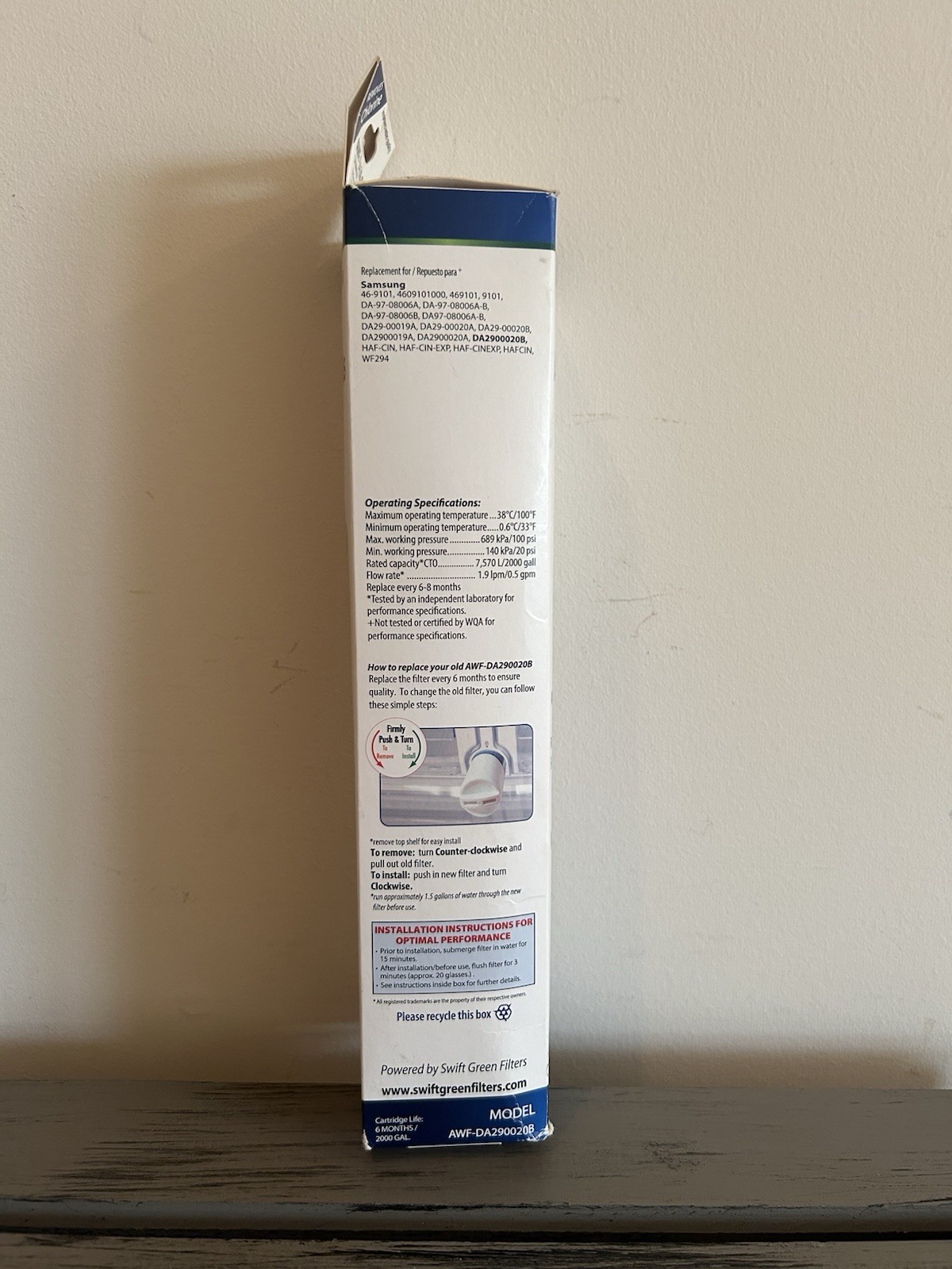 Aquarius AWF-DA290020B Samsung Refrigerator Water Filter
