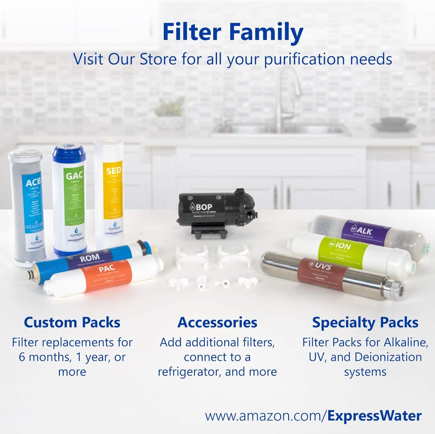 Express Water,Countertop Reverse Osmosis System Filter Set,12-months (7 Filters)