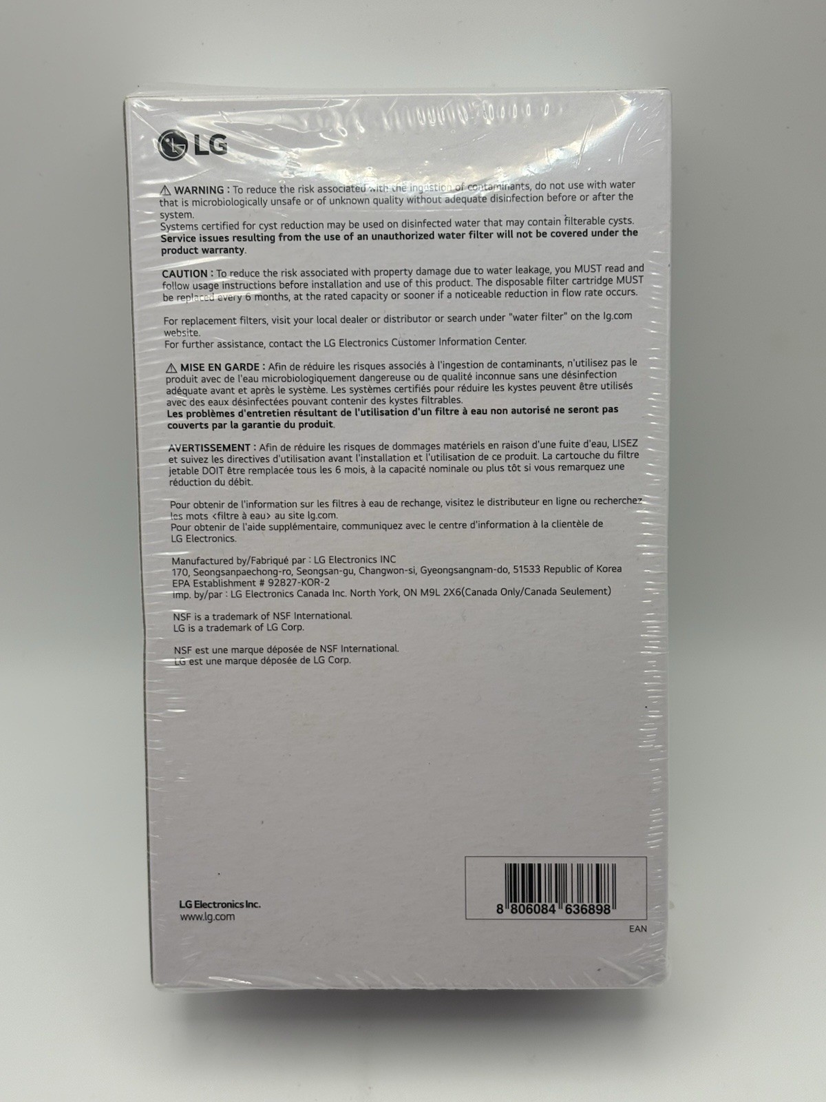 LG LT1000P2 6-Month / 200 Gallon Refrigerator Replacement Water Filter 2 Pack