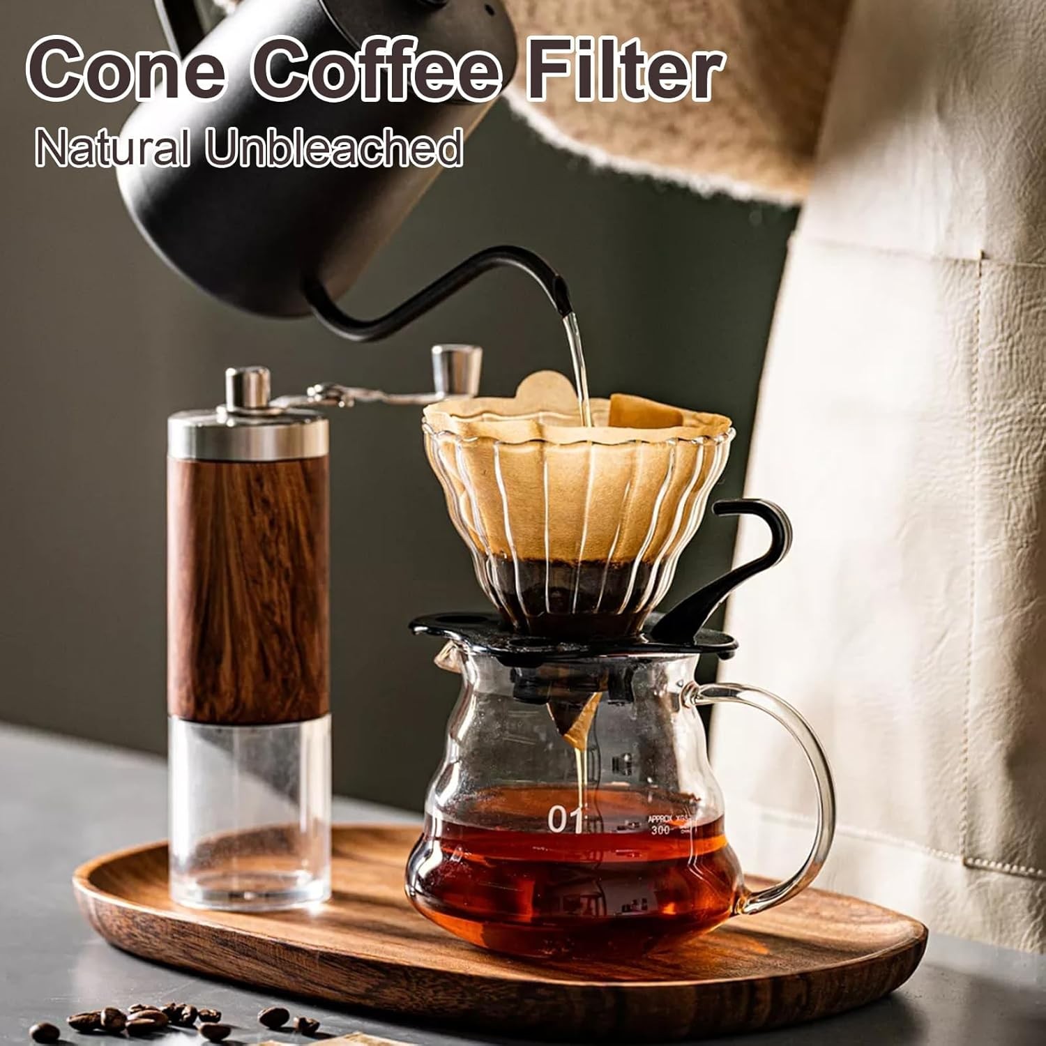 200 Count Coffee Filter #2, 2 Filters Cone Unbleached Disposable…