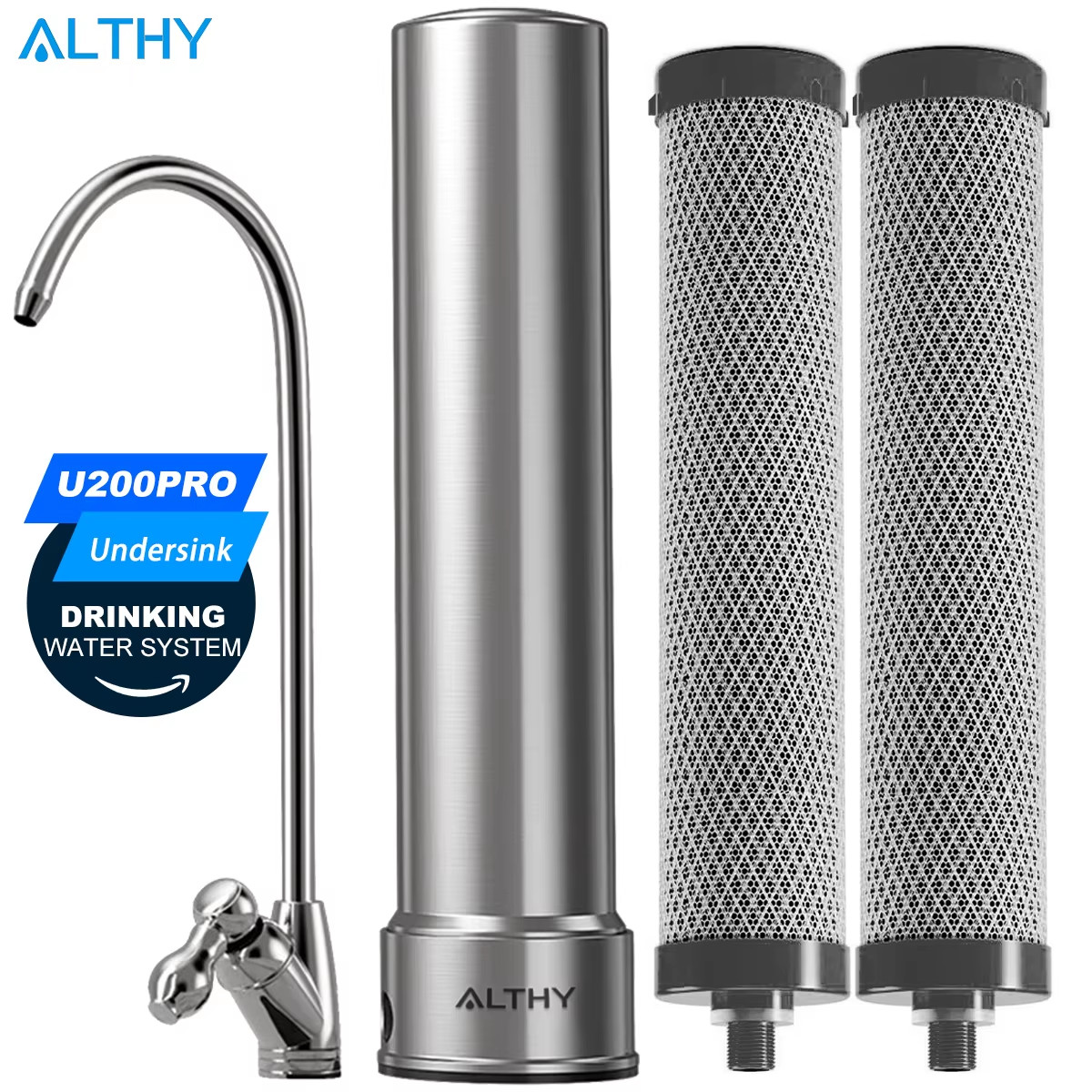 U200PRO Kitchen under Sink Drinking Water Filter Purifier 5 in 1, Stainless Stee