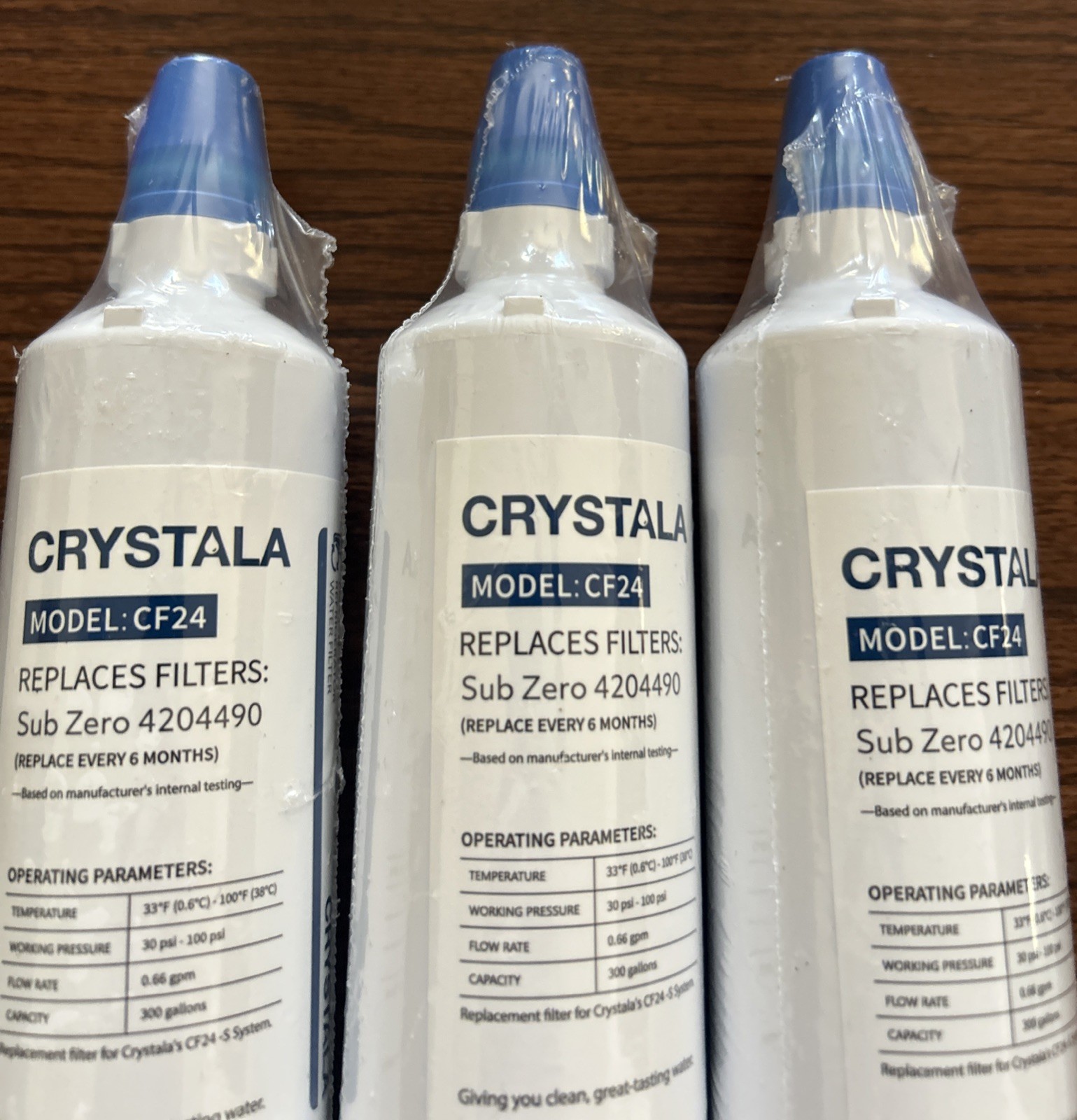 3 PACK Crystala Filters Water Filter Replacement for Sub-Zero 4204490, 4290510