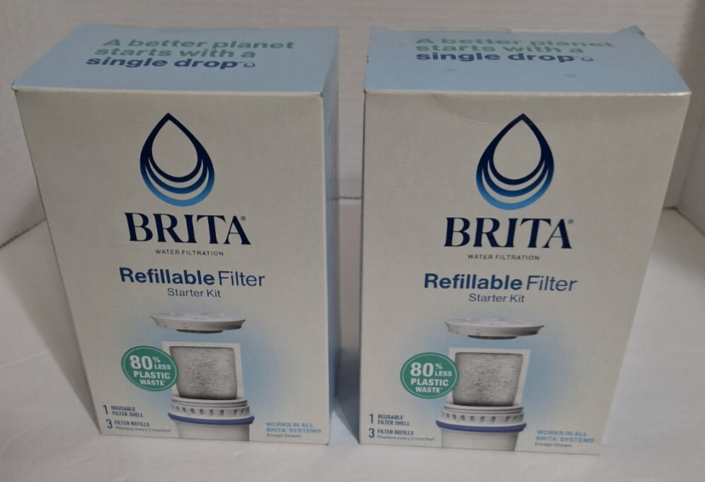 BRITA Refillable Water Filtration System Filter Refills (2) 3 PACKS EACH – NEW