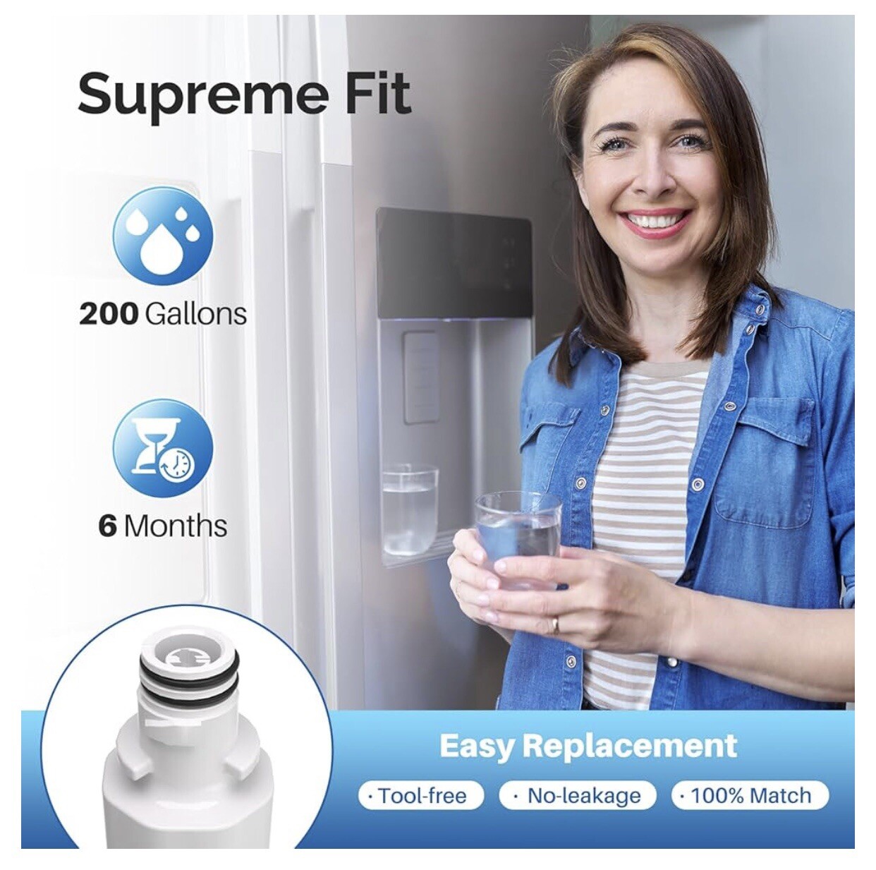 Refrigerator Water Filter (3 Pack) for LG ADQ74793501 LT1000PC & Air Filter