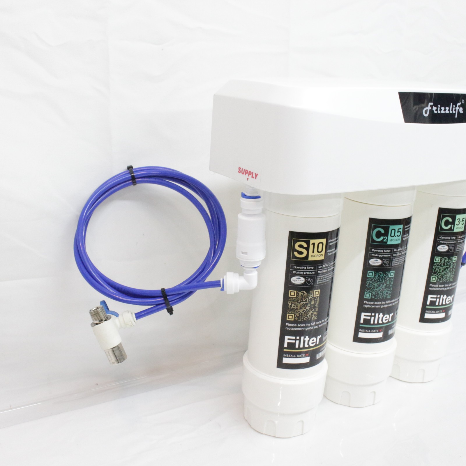 Frizzlife Under Sink Water Filter Base Only SK99, 3-Stage 0.5 Micron