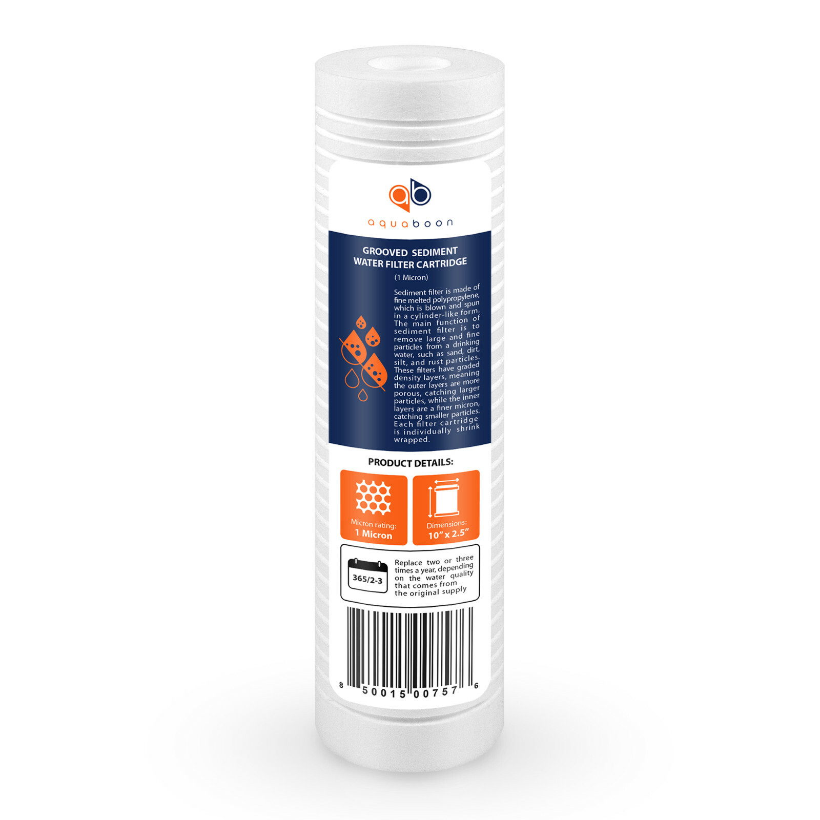 Grooved Sediment Water Filter 1 Micron 10″ x 2.5″ size 25 PACK by Aquaboon