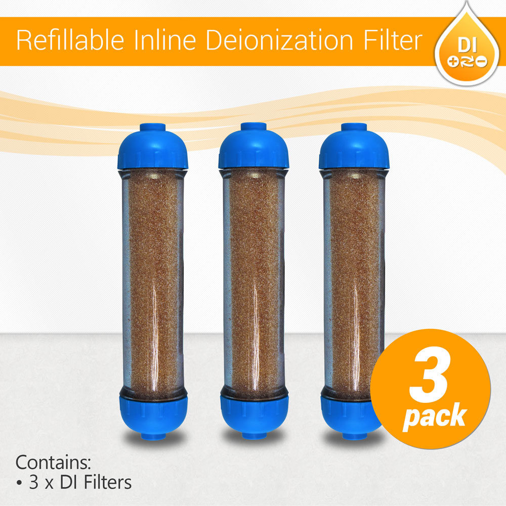 3x Mixed Bed Ion Exchange Resin 0 PPM Demineralization Filter Refillable Housing