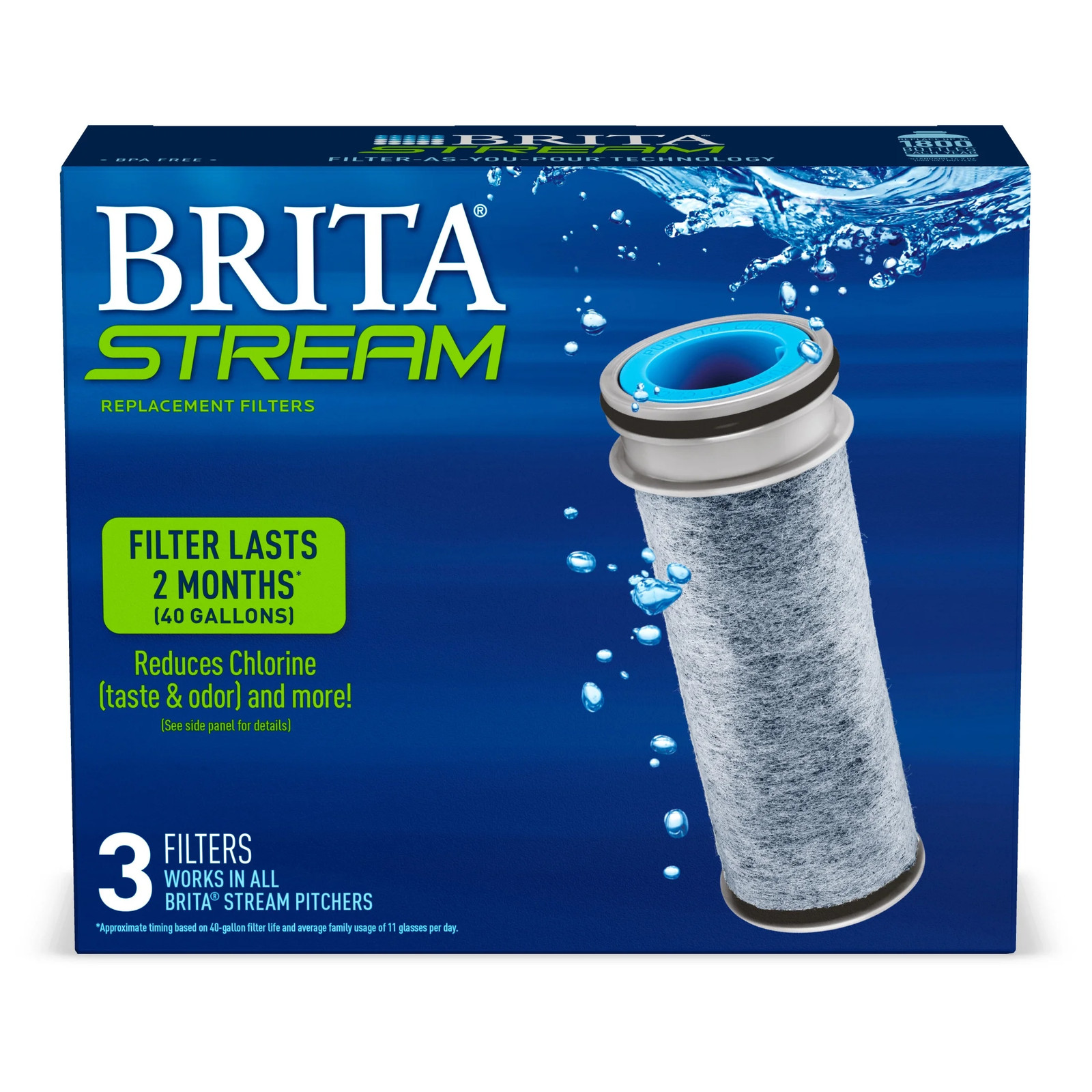 Stream Water Filter System Replacements, BPA Free, 3 Count