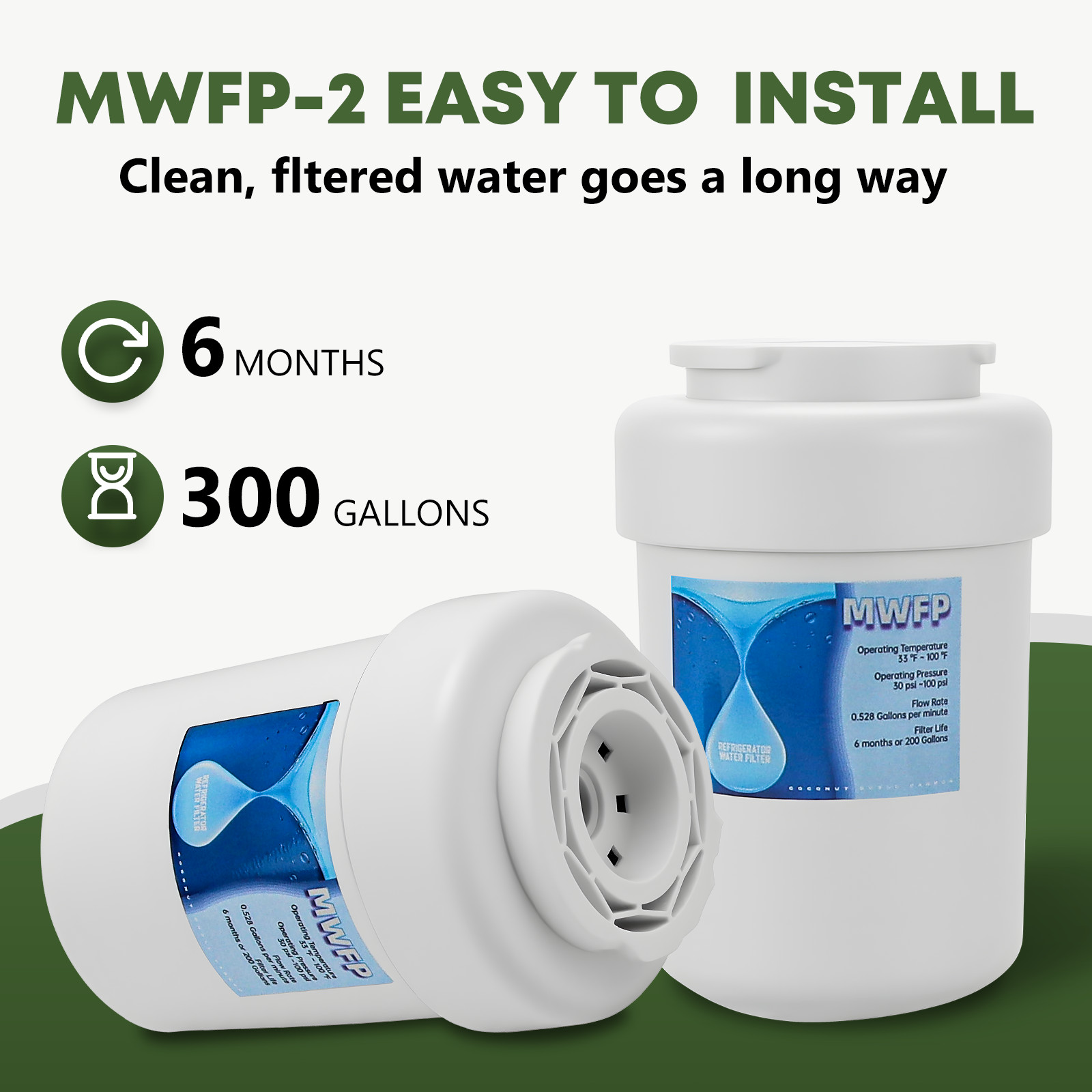 6 PACK New GE MWF MWFP GWF 46-9991 Smartwater Fridge Water Filter