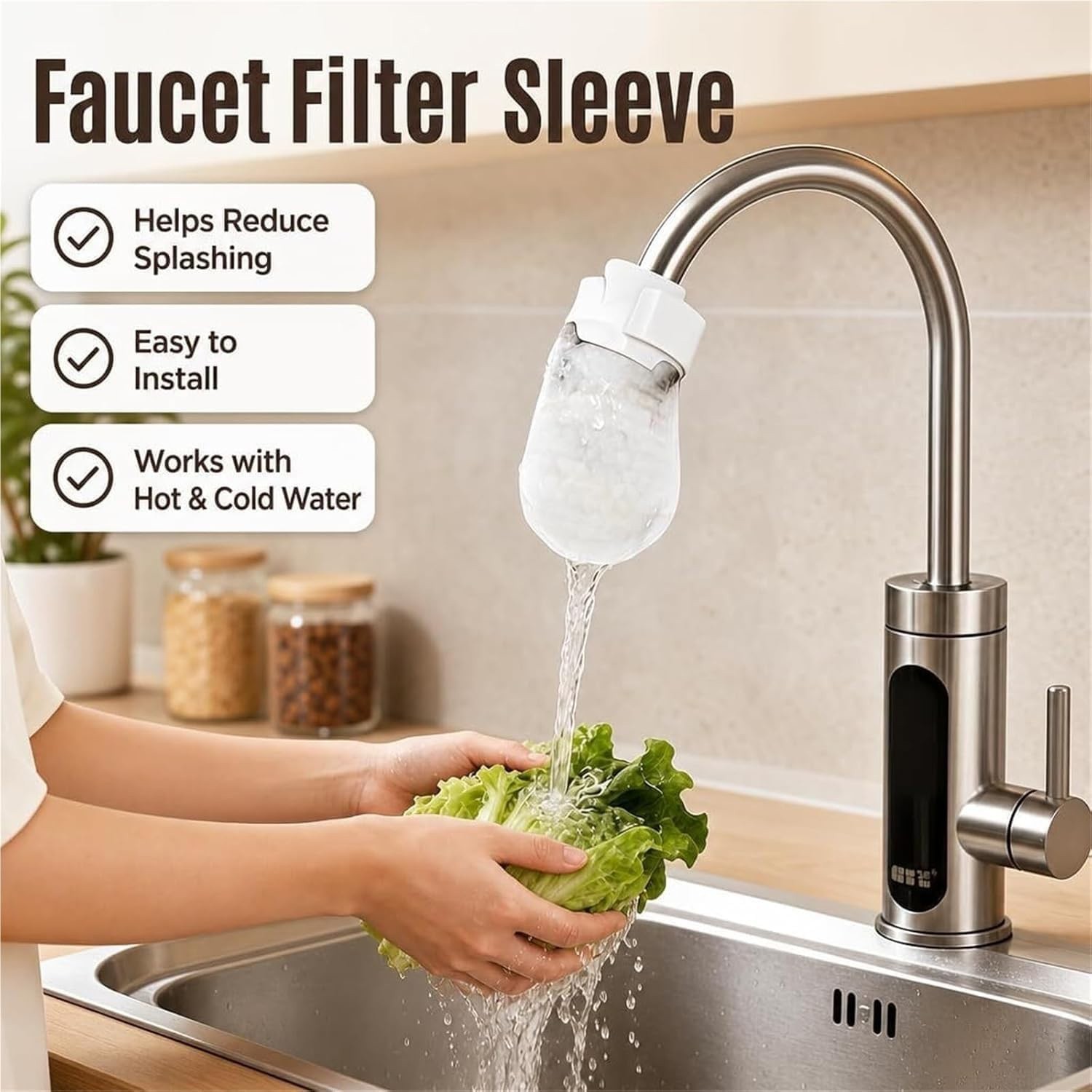 100PCS Cotton Filter Bag For Faucet, DIY Faucet Filter Cotton Bags Water Filters
