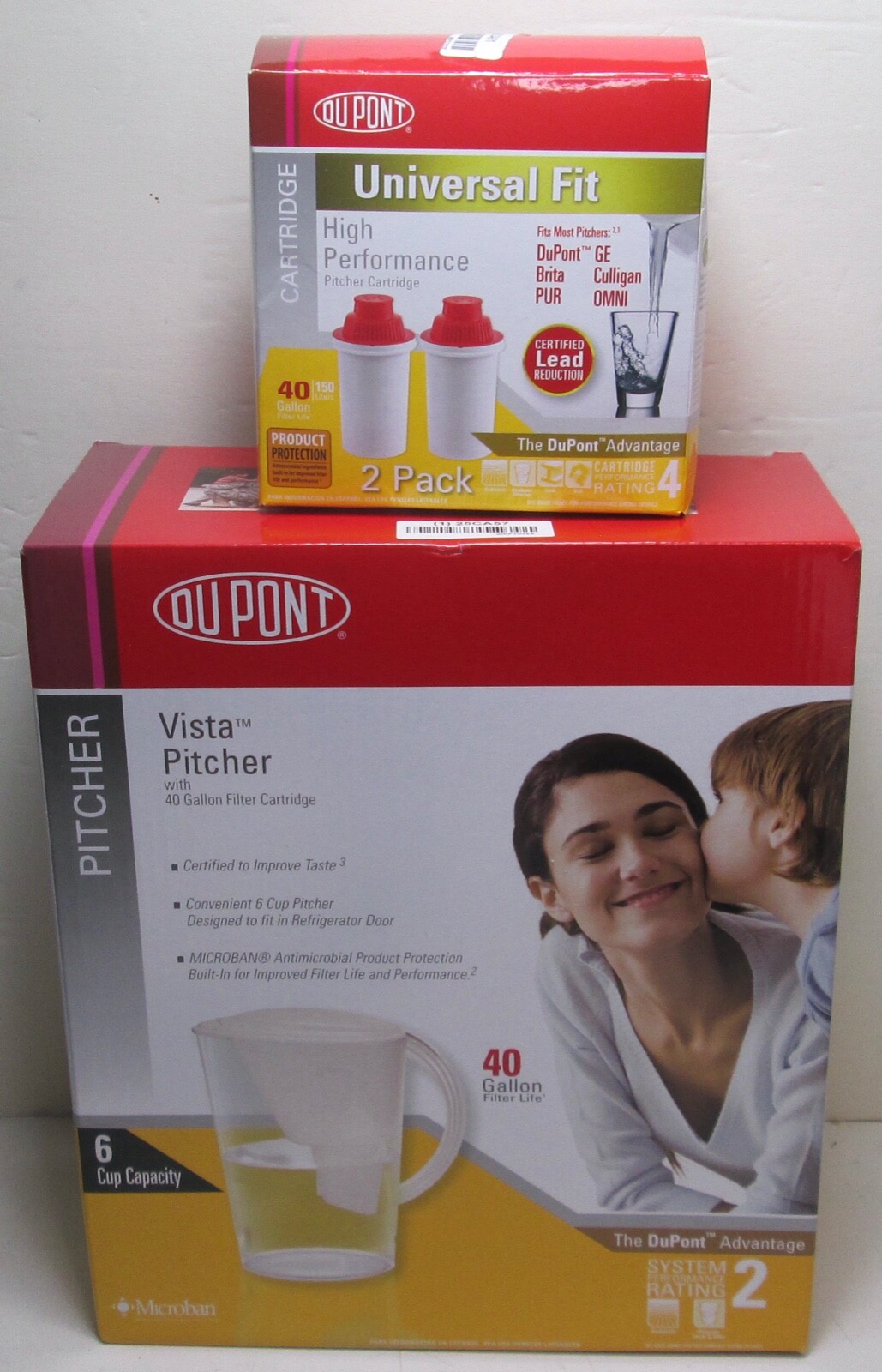 Dupont Vista Water Pitcher W/ 40 Gallon Filter Cartridge + 2 Extra Cartridges