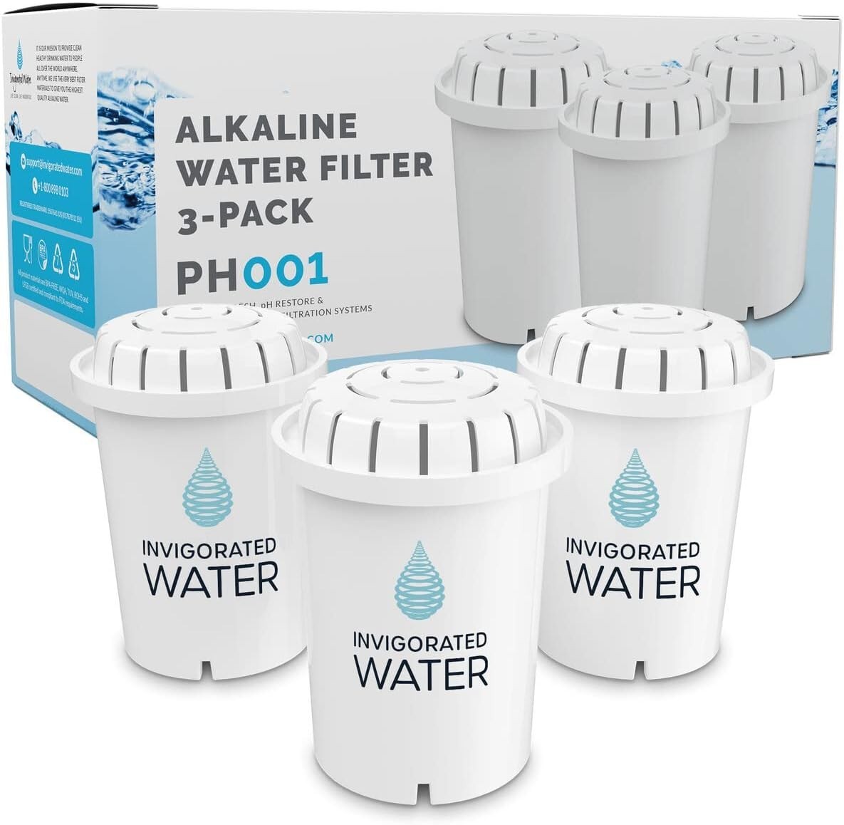 PH001 – White Alkaline Water Filter – Replacement Filters for all Pitcher & D…