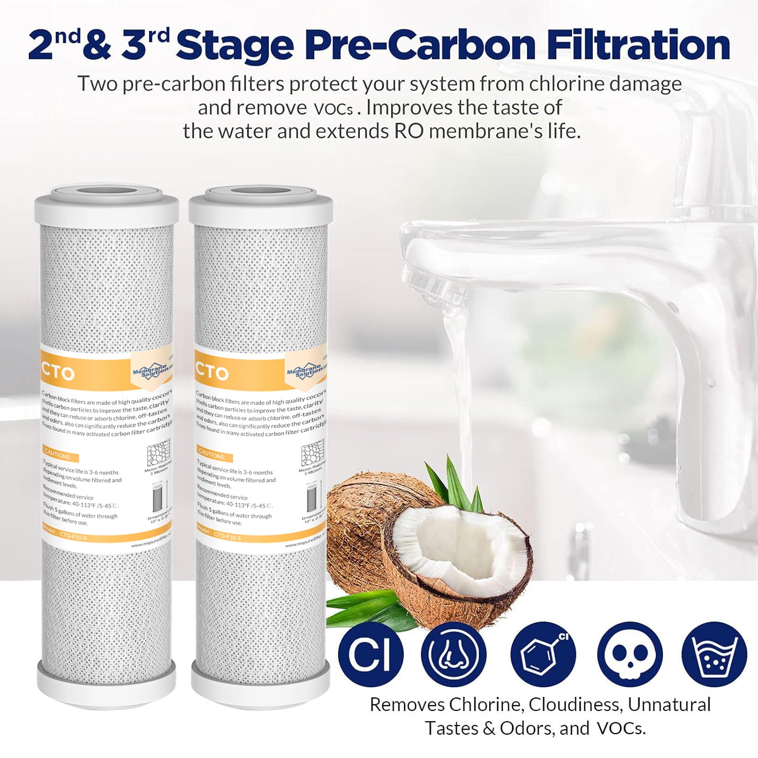 4 Stage Reverse Osmosis System Water Filter with 50GPD RO Membrane Cartridge Set