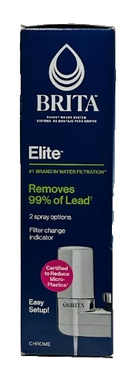 Brita Elite Faucet Mount Water Filter System Chrome | Removes 99% of Lead