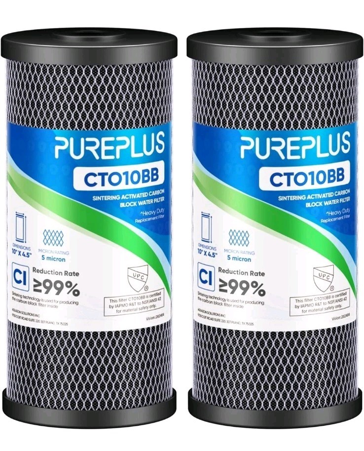 5 Micron 10″ x 4.5″ Whole House CTO Coconut Shell Activated Carbon – 2 PACK