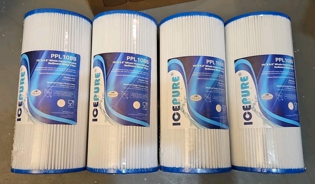 10″ x 4.5″ 5 Micron Whole House Pleated Sediment Water Filter PPL10BB – 4 PACK