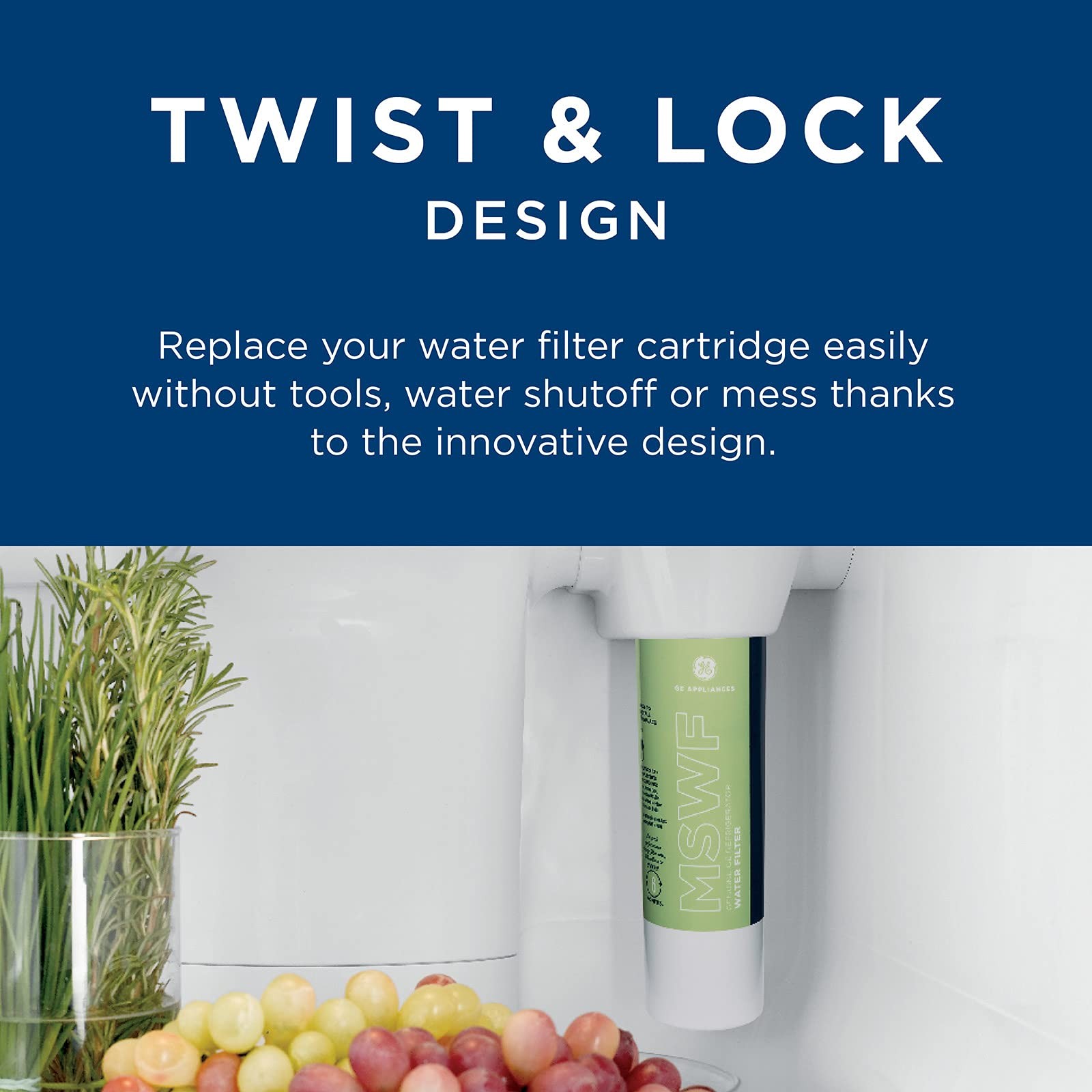 Replacement Water Filter for Select GE Side-by-Side Refrigerators – White