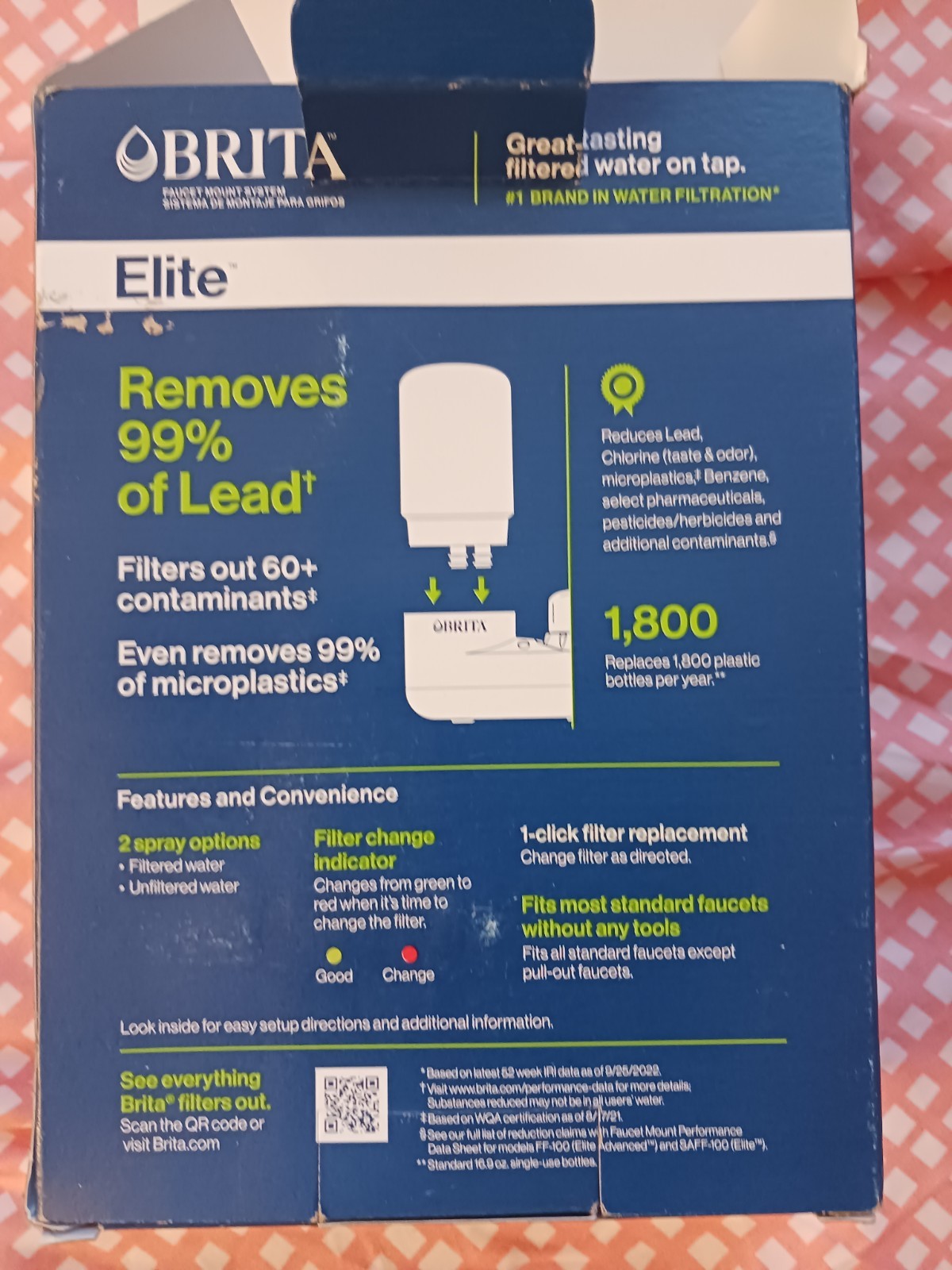 BRITA Elite Faucet Mount Filtration System Water Purification Chrome NEW