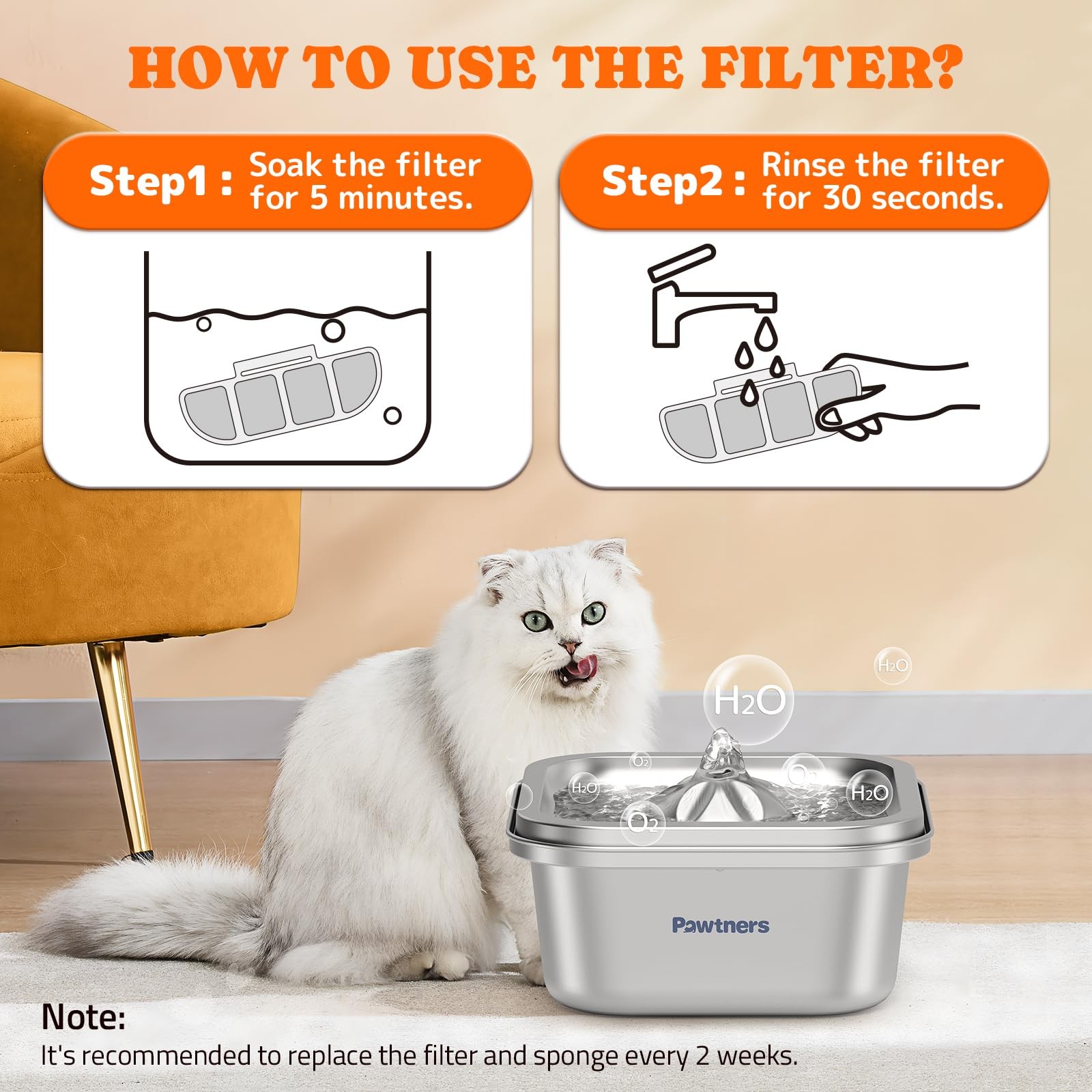 8 Packs Replacement Filters for WF008A Cat Water Fountain Multiple Filtration