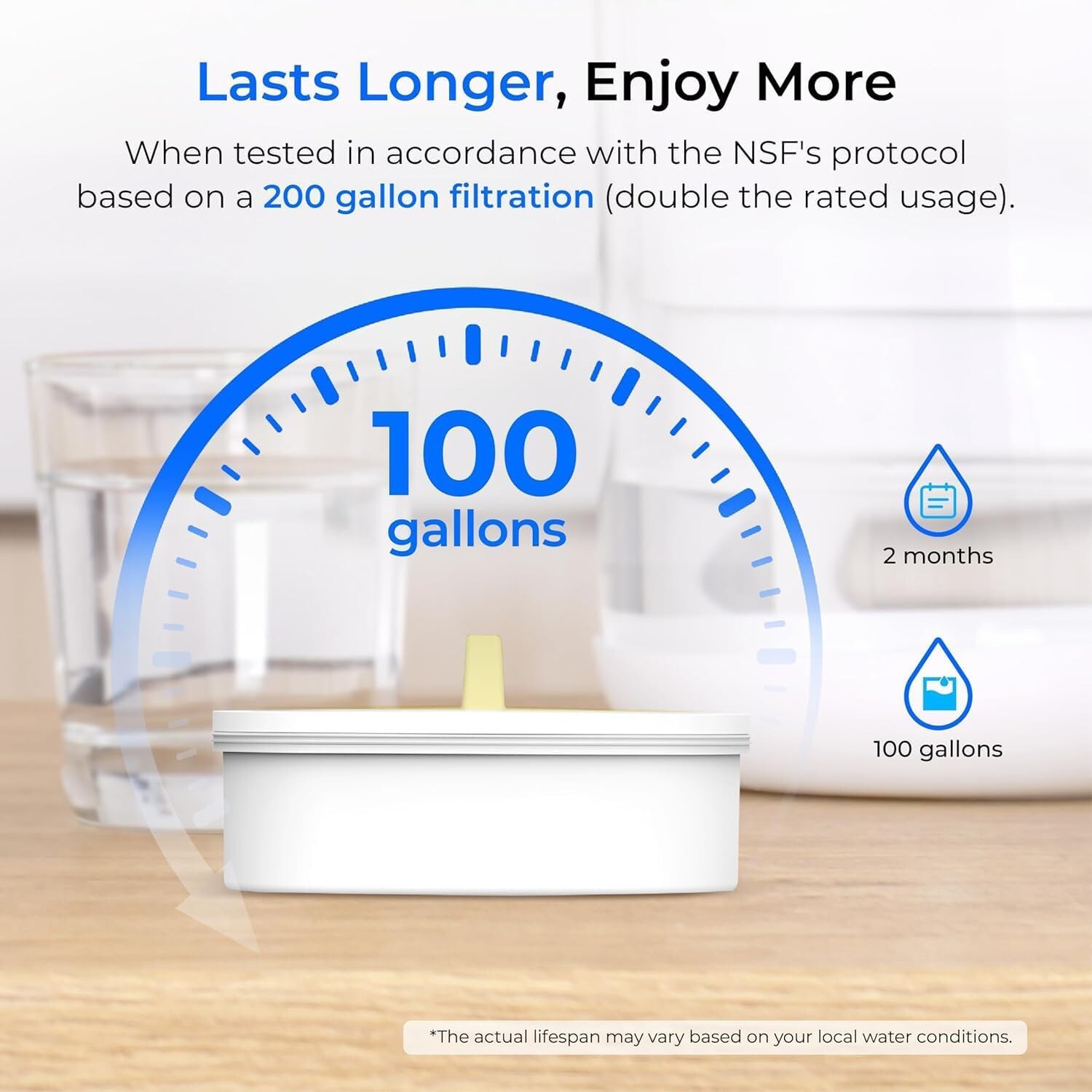 Waterdrop Glass Water Filter Pitcher with 1 Filter, Eco-Friendly