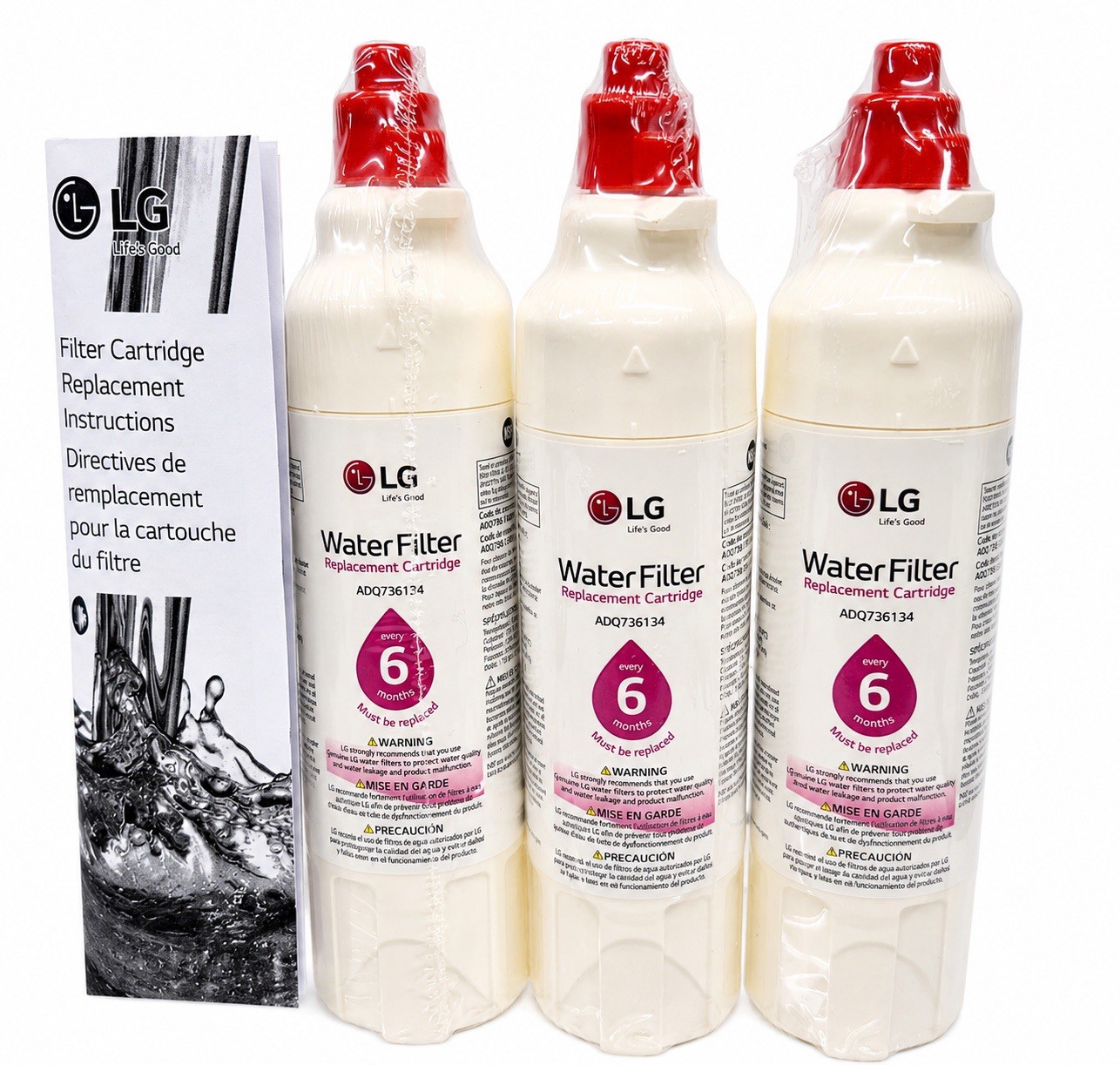 LG Genuine LG LT800P Refrigerator Water Filter Replacement for ADQ73613408- 3PK